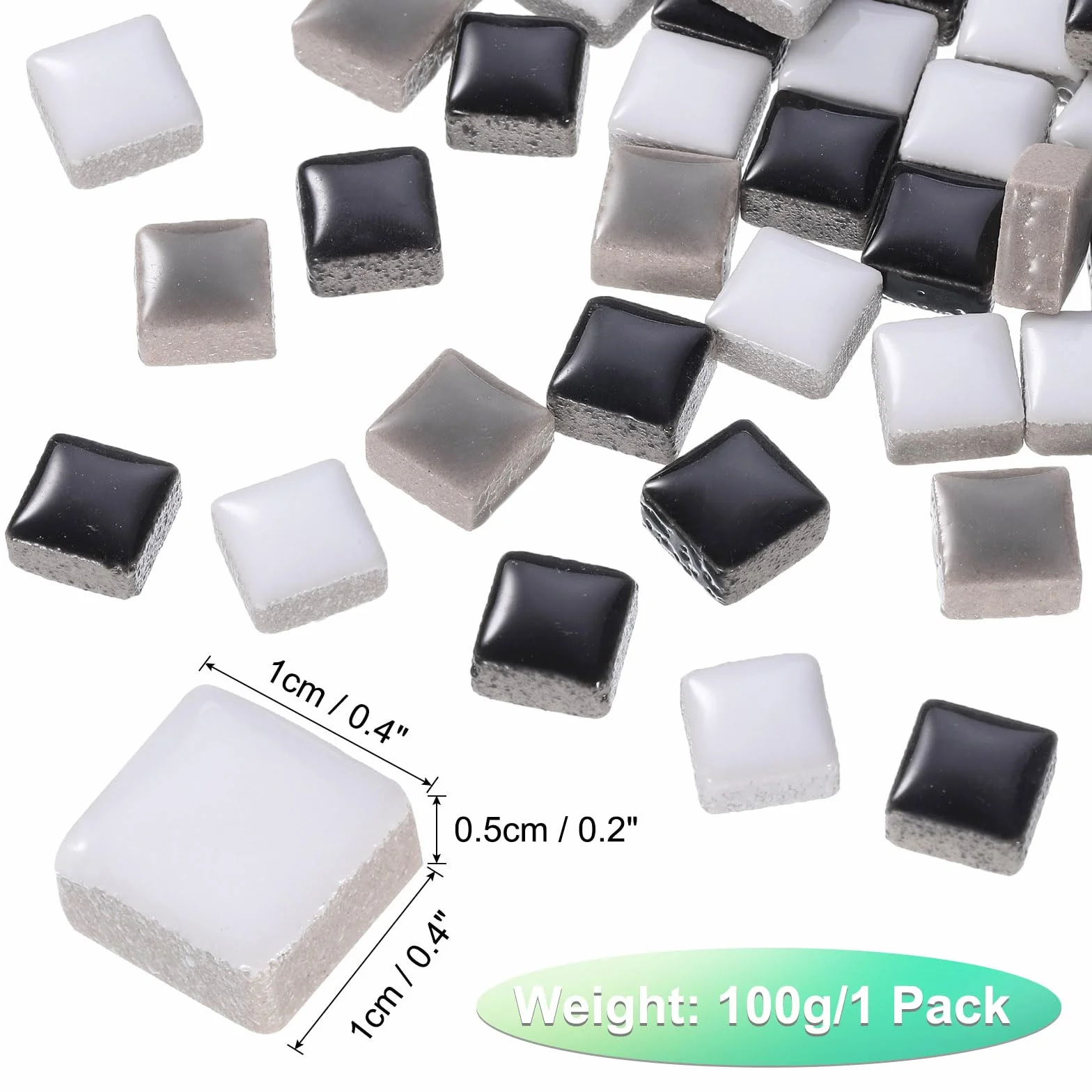 Kolorowe płytki ceramiczne mozaikowe 1x1 cm czarno-białe 100 g do DIY