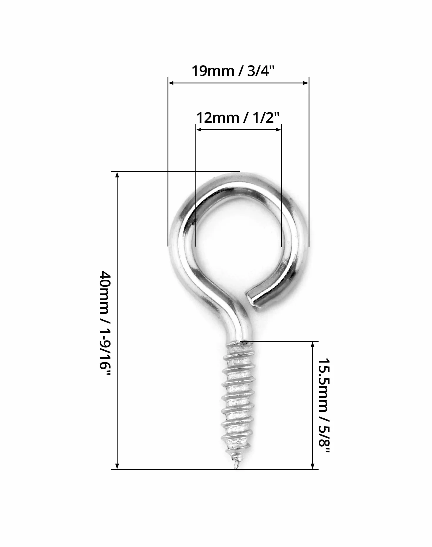 QWORK® 60 szt. Śruby oczkowe, śruby oczkowe, 40 * 19mm, do rzemiosła z drewna kurtyna wisząca lina