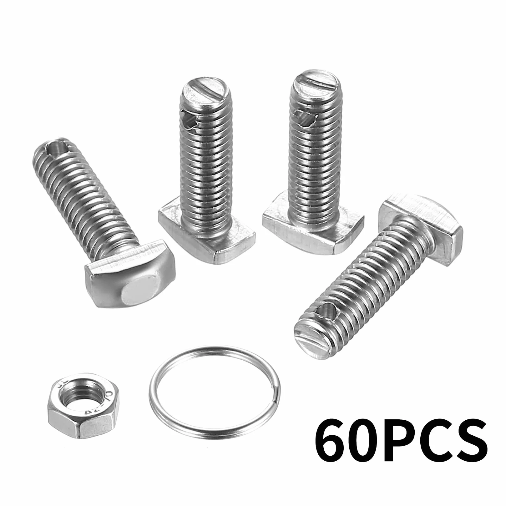Zestaw 20 śrub z łbem młotkowym M6 x 20 mm, 20 nakrętek i 20 pierścieni ze stali nierdzewnej, śruby do szklarni z nakrętką pierścieniową, akcesoria do szklarni fotowoltaicznej