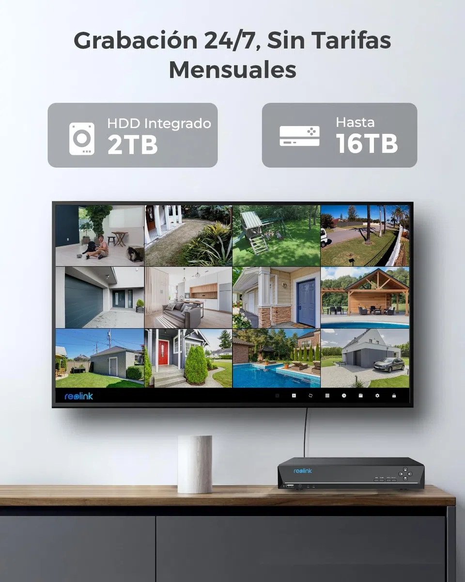 Reolink 4K PoE System Bezpieczeństwa z 5-krotnym Zoomem Optycznym, Reflektorami z Kolorową Noktowizją, 8CH NVR z 2TB HDD, Wykrywaniem Osób/Pojazdów/Zwierząt, Dwukierunkowym Dźwiękiem, IP67, RLK8-811B4