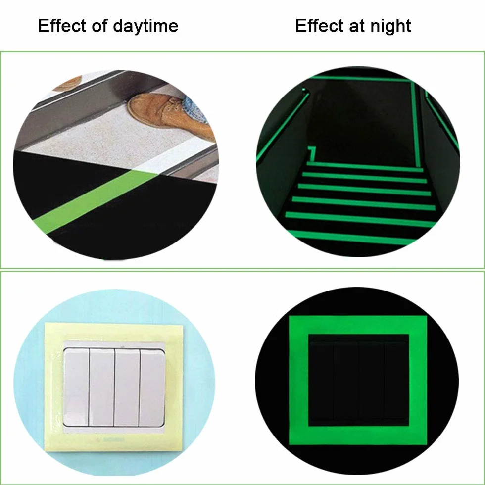 Premium 5 m x 3 cm zielona fluorescencyjna taśma klejąca, świecąca taśma klejąca, fosforowa taśma do oznaczania, samoprzylepna taśma ostrzegawcza, Glow in The Dark