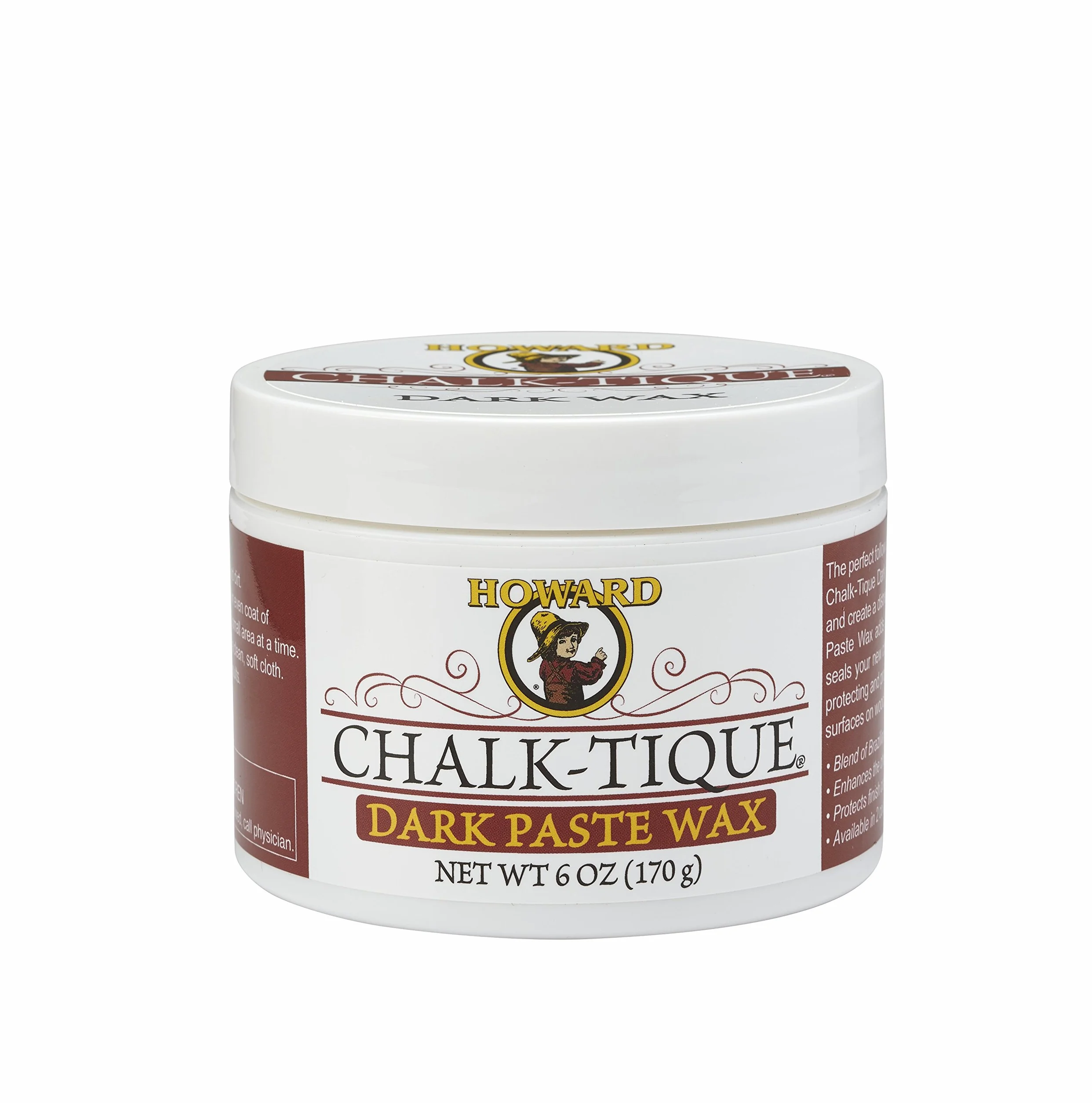 Howard Chalk-Tique Dark Furniture Wax mieszanka wosku pszczelego i wosków Carnauba - idealny do drewna, szkła, ceramiki, metalu - stwórz postarzaną patynę (ciemna)
