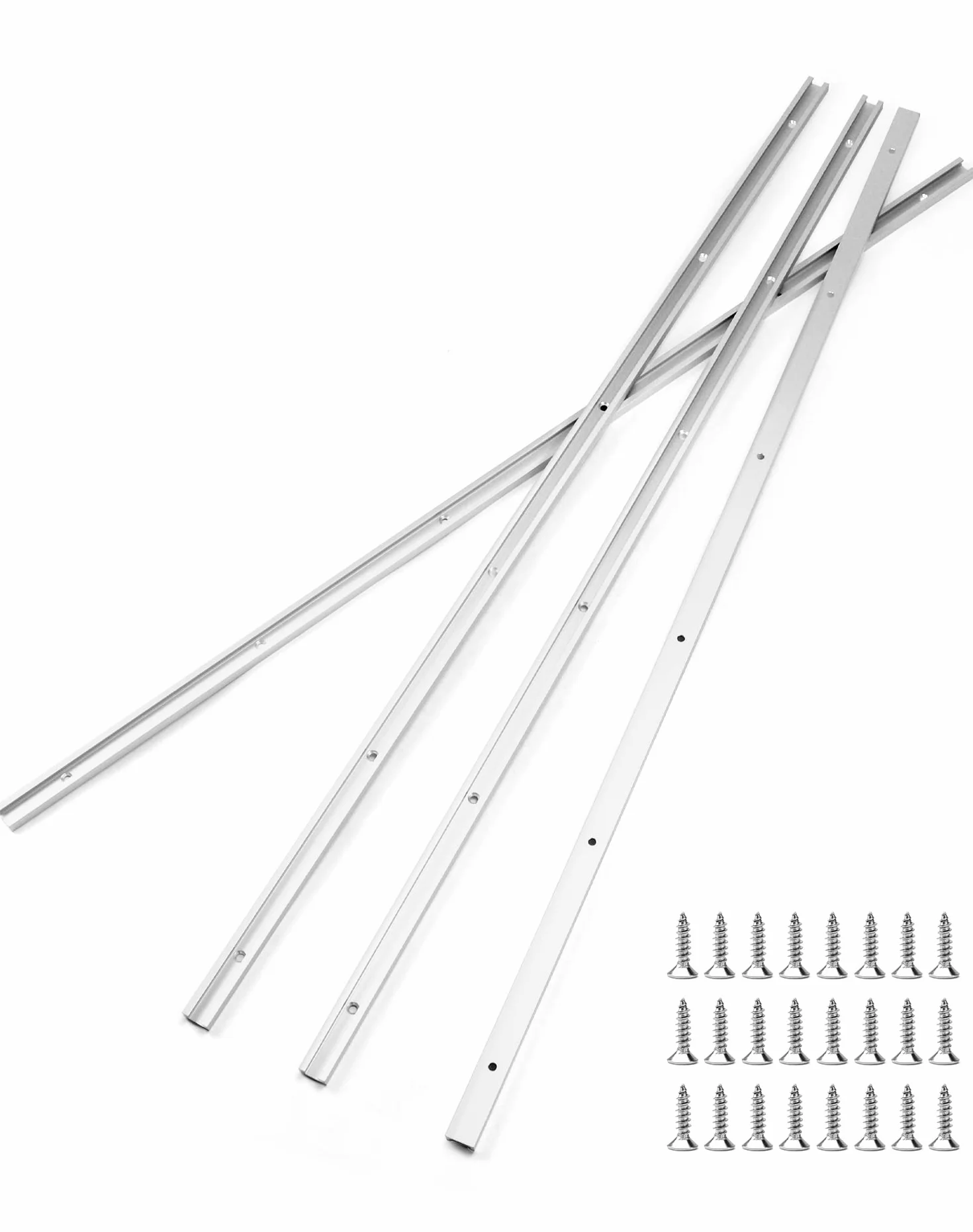 QWORK Szyna T 91 cm, aluminiowa szyna skośna z podwójnym profilem tnącym do piły stołowej 19 x 10 mm 4 sztuki