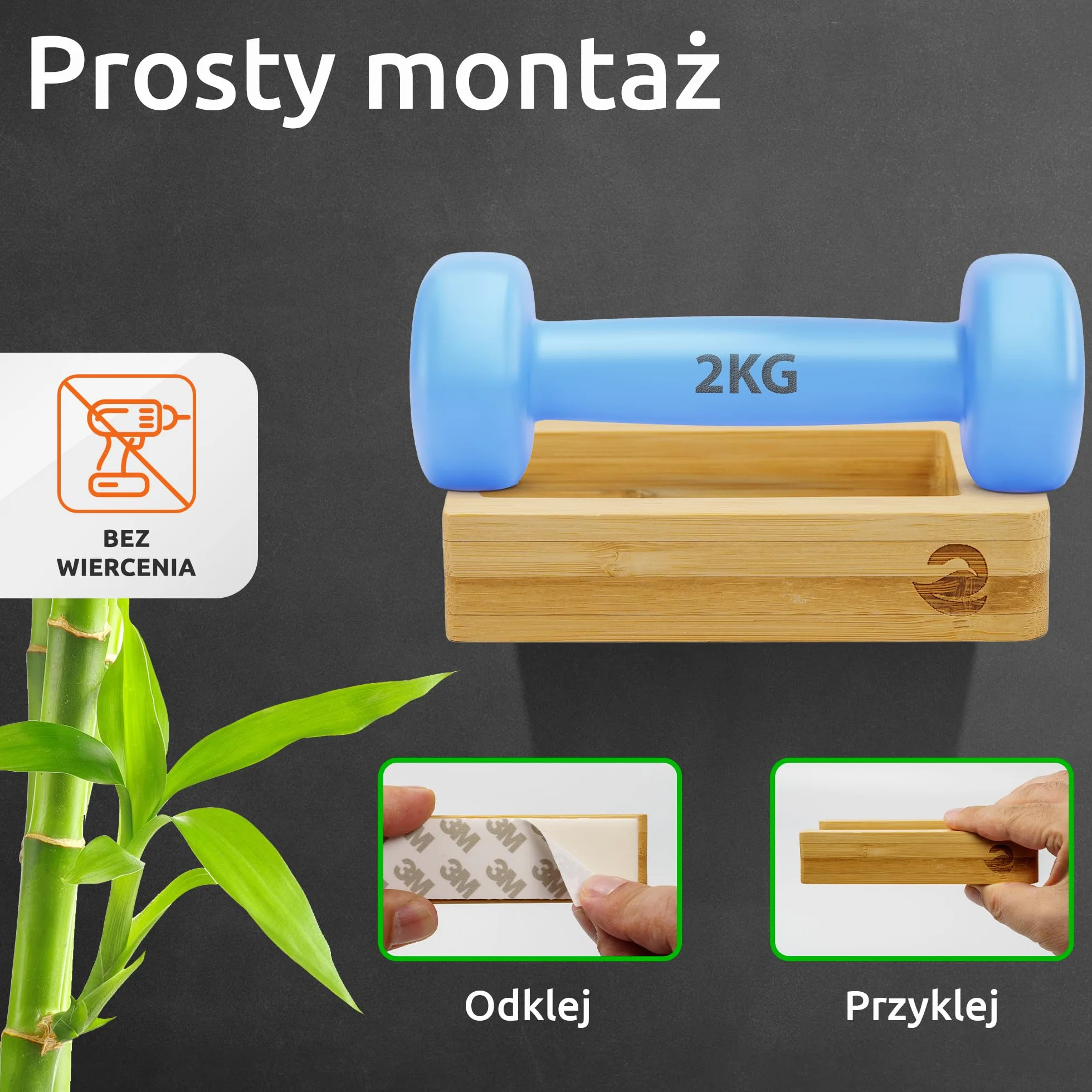 ECENCE 1x Drewniany Uchwyt Na Papier Toaletowy Montaż Bambusowego Uchwytu na Papier Toaletowt na Ścianie Bez Wiercenia| Ekologiczny Dozownik na Papier Toaletowy