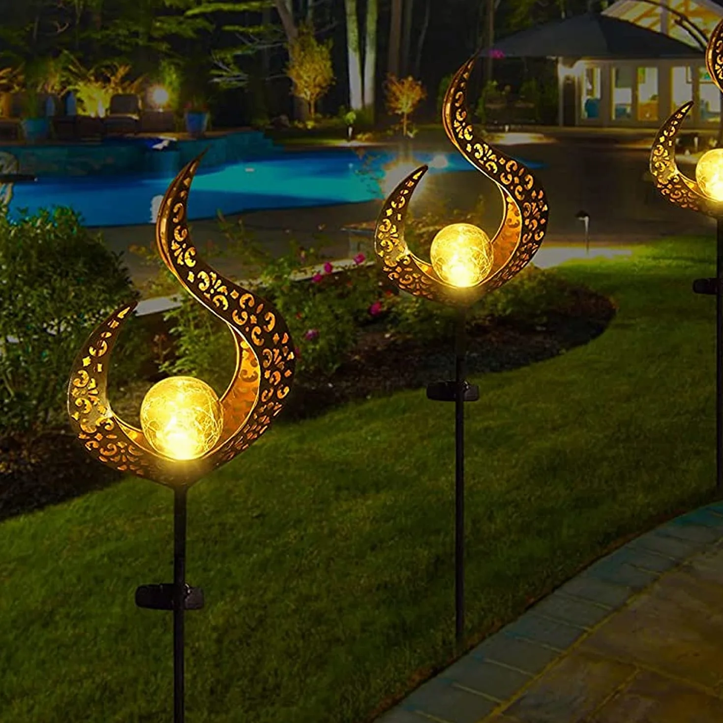 Lampa solarna ogrodowa LED IP65 metalowa pochodnia dekoracyjna