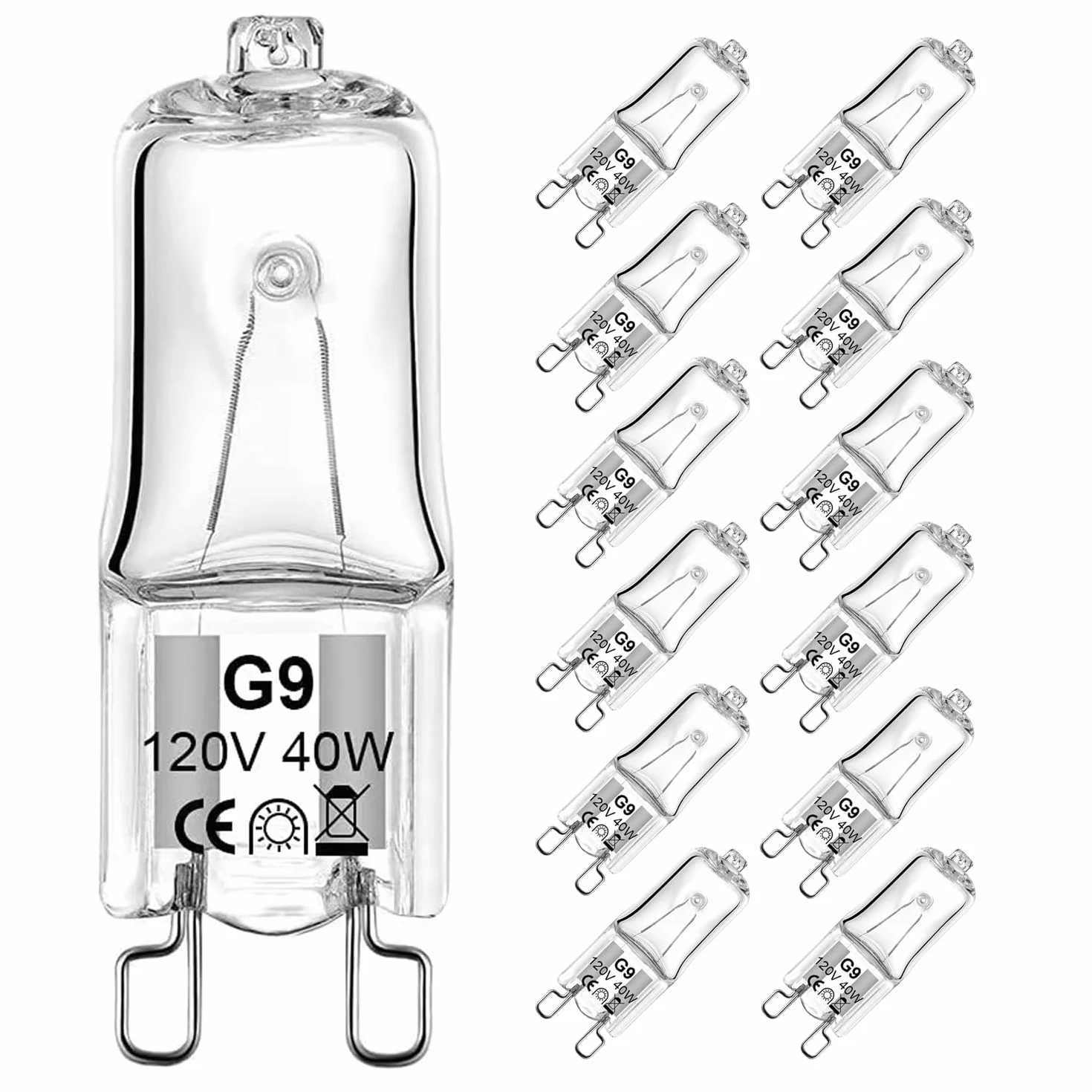 Żaroodporne żarówki halogenowe G9 300 °C, 40 W, 230 V, ciepła biel 2700 K, możliwość ściemniania, do piekarnika i kuchenki mikrofalowej, 12 sztuk