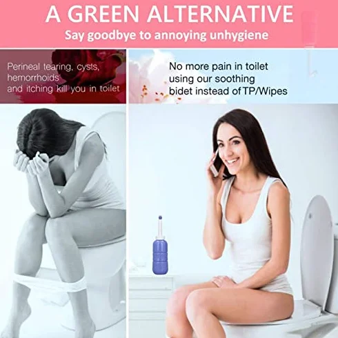 Przenośny bidet toaletowy, praktyczny prysznic tylny do toalety, pojemność 650 ml, wygodny bidet ręczny dla lepszej higieny, łatwy w obsłudze i ustawieniu (niebieski)