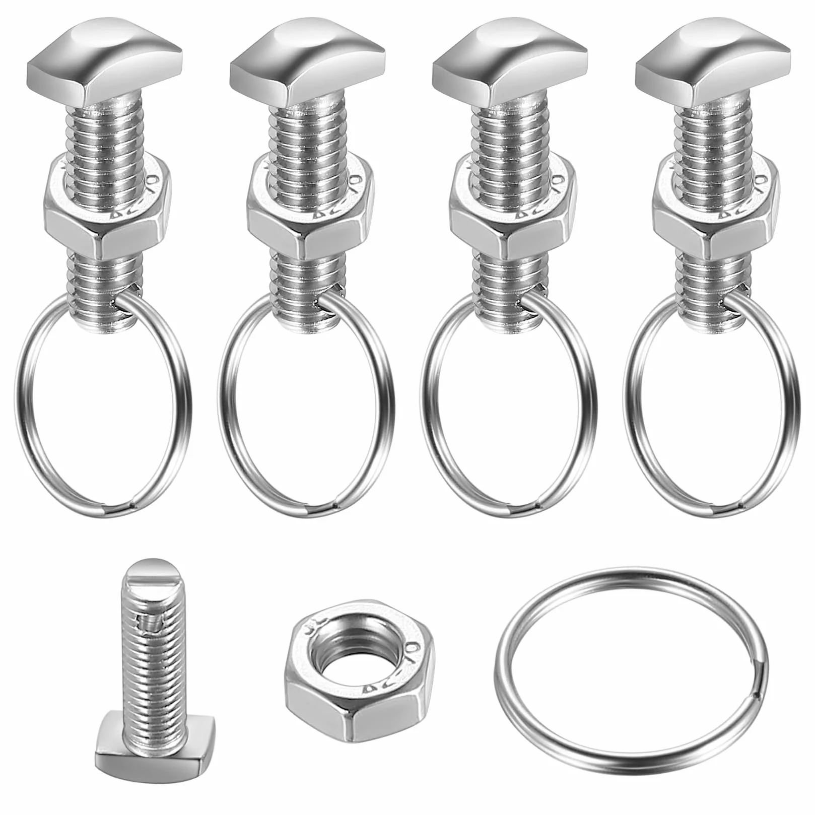 Zestaw 20 śrub z łbem młotkowym M6 x 20 mm, 20 nakrętek i 20 pierścieni ze stali nierdzewnej, śruby do szklarni z nakrętką pierścieniową, akcesoria do szklarni fotowoltaicznej