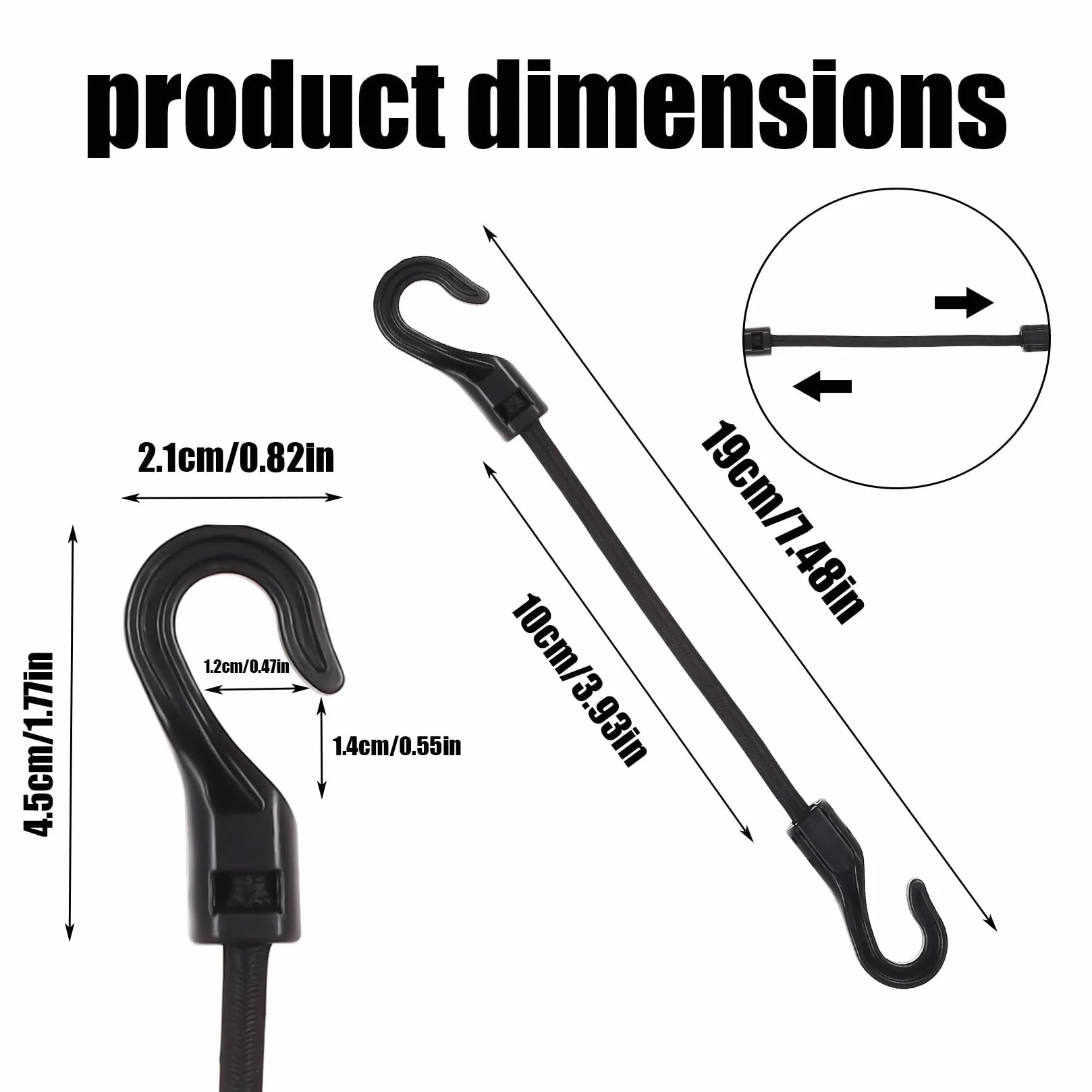12 sztuk gumek napinających z hakami 10 cm, pasy mocujące z hakami 10 cm, gumki napinające z haczykami, napinacz bagażu, uniwersalne gumki napinające z haczykami, do żagla przeciwsłonecznego, plandek