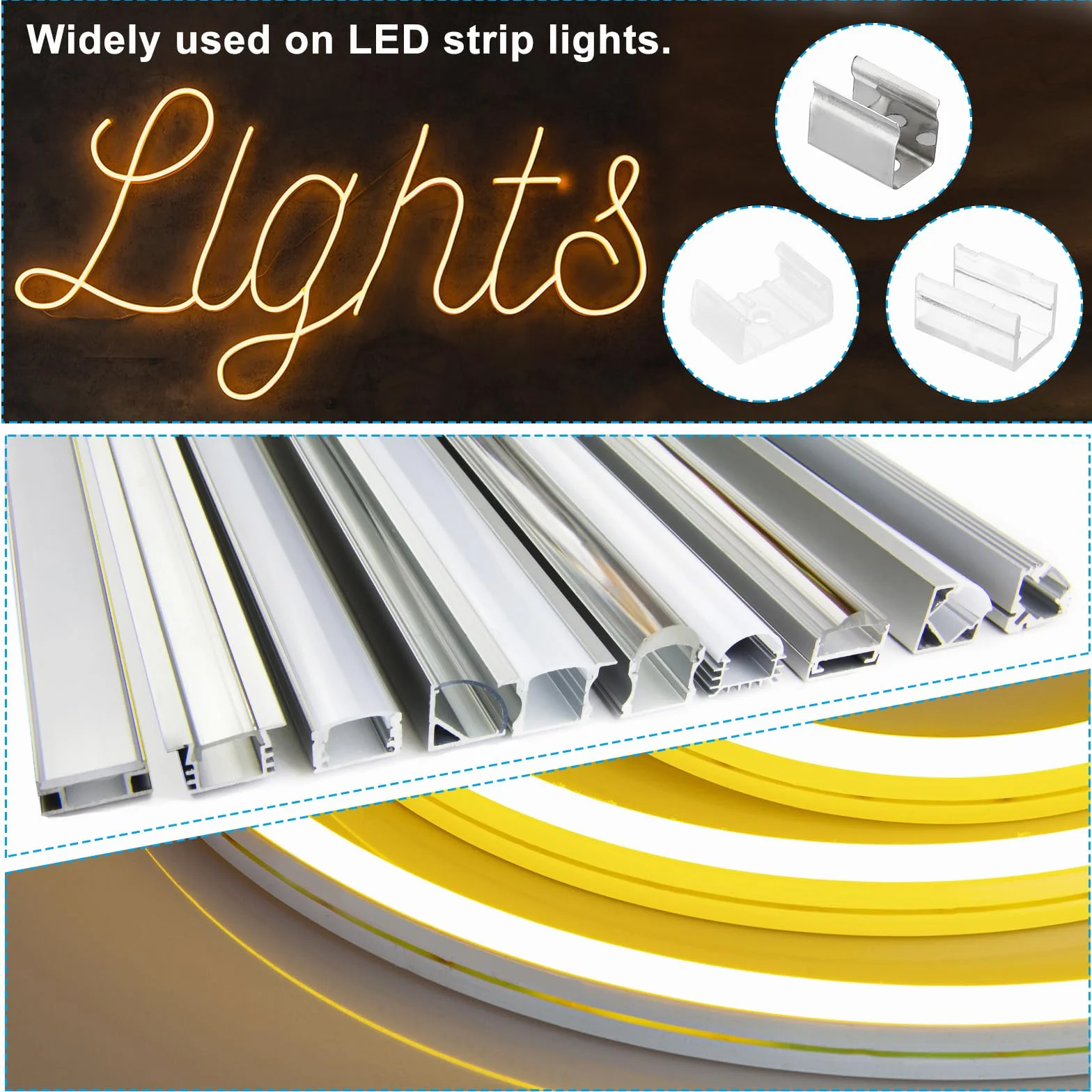 PATIKIL Klipsy mocujące do taśm świetlnych Led Zestaw 40 plastikowych wsporników mocujących ze śrubami do kabli 14 mm - 17mm prześwitująca neonowa taśma Rgb