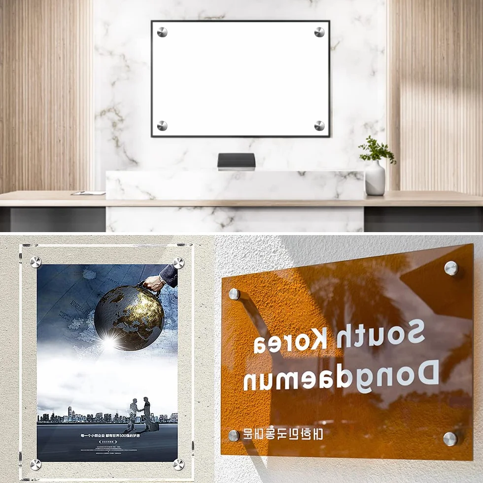 YIXISI 10 Sztuk 12×20 mm Wkręt Reklamowy ze Stali Nierdzewnej, Wkręty Dystansowe ze Stali Nierdzewnej, Wsporniki Ścienne Szklana Śruba, ze Śrubami, do Mocowania Reklam, Srebrny
