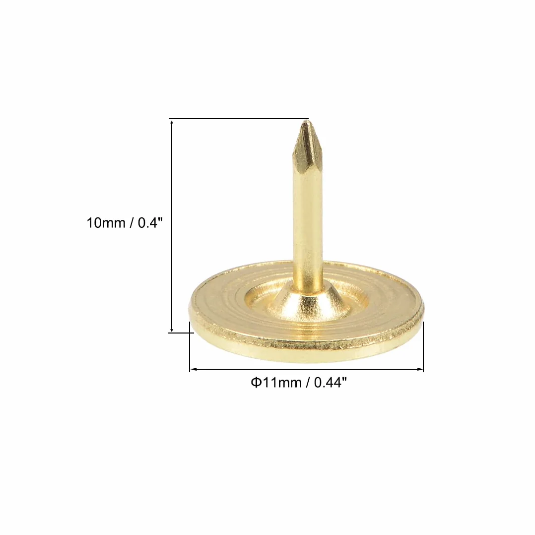 sourcing map 100 szt. pinezki do tapicerki pinezki 11 mm x 10 mm piny z łbem płaskim piny złoty odcień