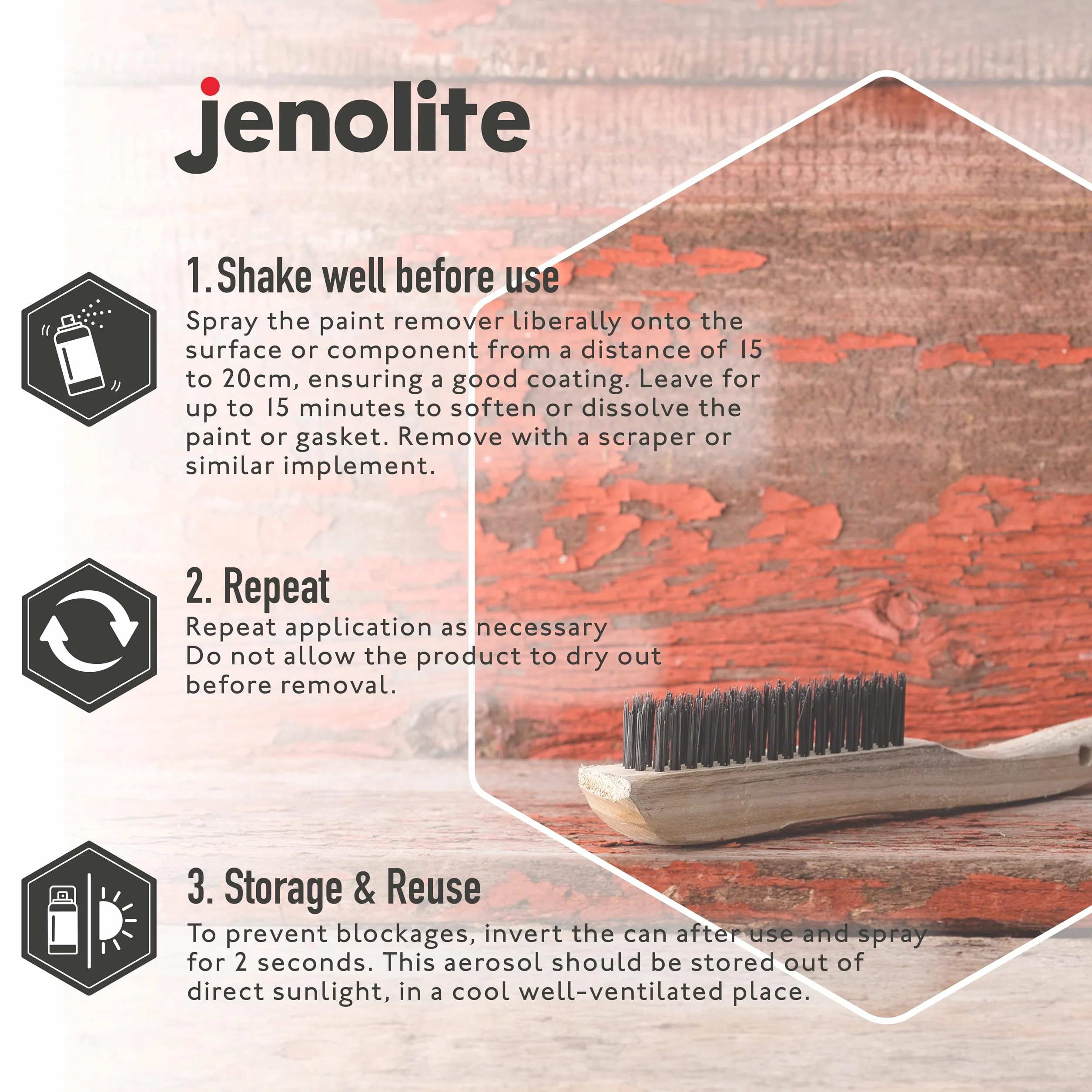JENOLITE Spray do usuwania lakieru przemysłowego, żelowa formula, 400 ml, do metalu, drewna, cegły, betonu