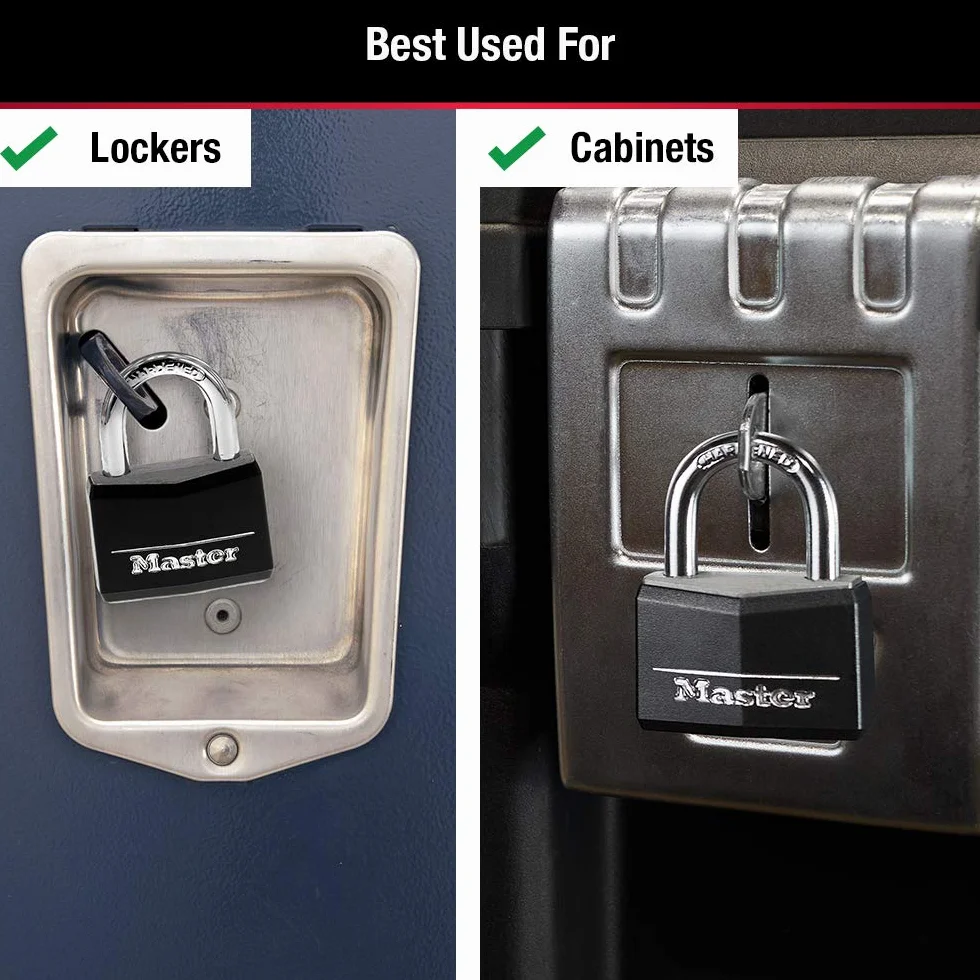 Master Lock Zamek aluminiowy z kluczem, blokada kluczowa, zamek kluczowy do sejfu na siłownię, 1 opakowanie, 141D