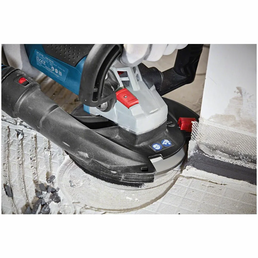Bosch Professional: szlifierka do betonu GBR 15 CAG (1 500 W, prędkość obrotowa bez obciążenia 9 300 min–1, diamentowa tarcza garnkowa 125 mm, 3 zamienne wieńce szczotkowe, walizka L-BOXX)