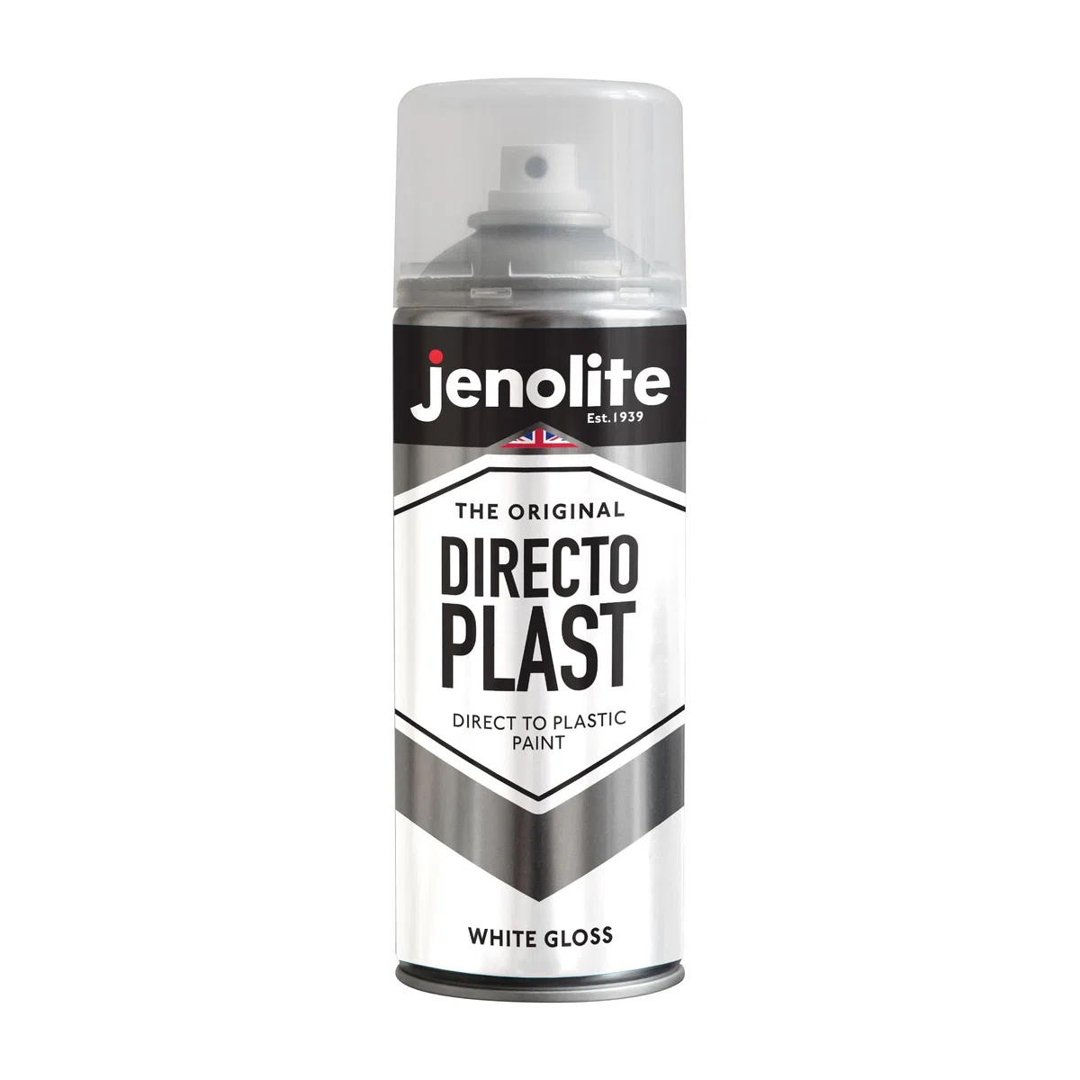 JENOLITE Directoplast farba błyszcząca, biała, farba w sprayu do wszystkich rodzajów tworzyw sztucznych, bez podkładu, 400 ml, RAL 9016