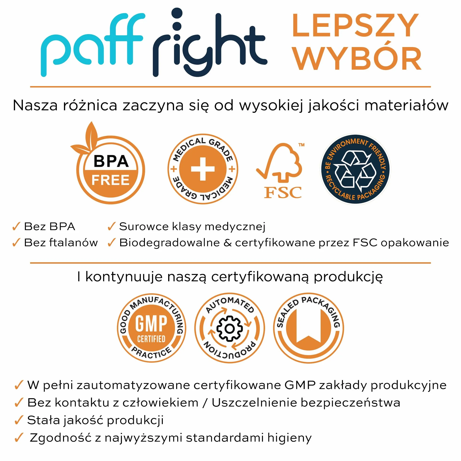 Paffright Slim 270+30 filtrów do papierosów, antysmolisty plastikowy 5,25-6 mm