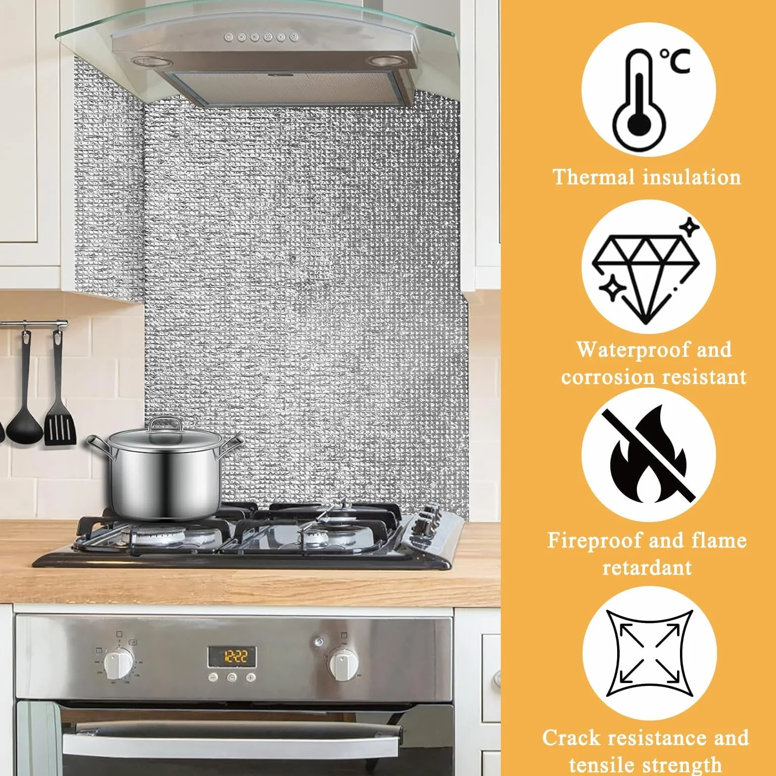 3 Izolacja termiczna Naklejka izolacyjna z włókna szklanego Koc izolacyjny z samoprzylepnym aluminiowym podkładem 30 x 100 cm