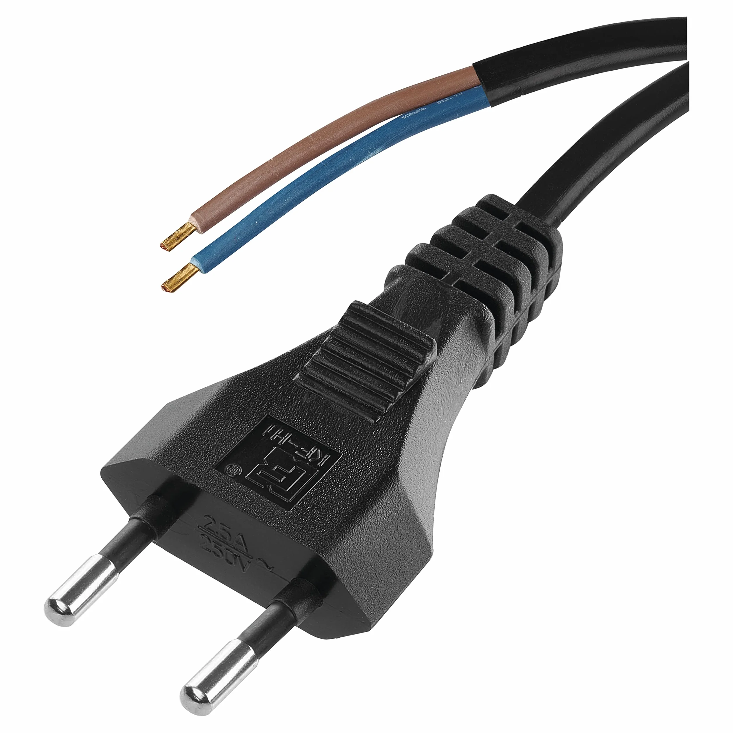 EMOS Przewód zasilający Euro 3 m, kabel sieciowy, kabel przyłączeniowy czarny/kabel połączeniowy do urządzeń gospodarstwa domowego z wtyczką euro, 2 x 0,75 mm, H03VVH2-F kabel z tworzywa sztucznego