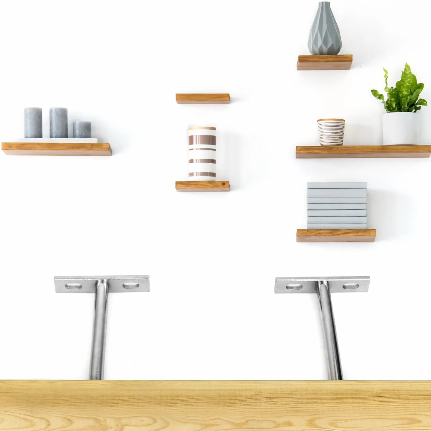 QWORK® 4 szt. Niewidoczne wsporniki półki 100mm Pływające wsporniki półki ze śrubami i kotwami do montażu ściennego Meble gabinetowe