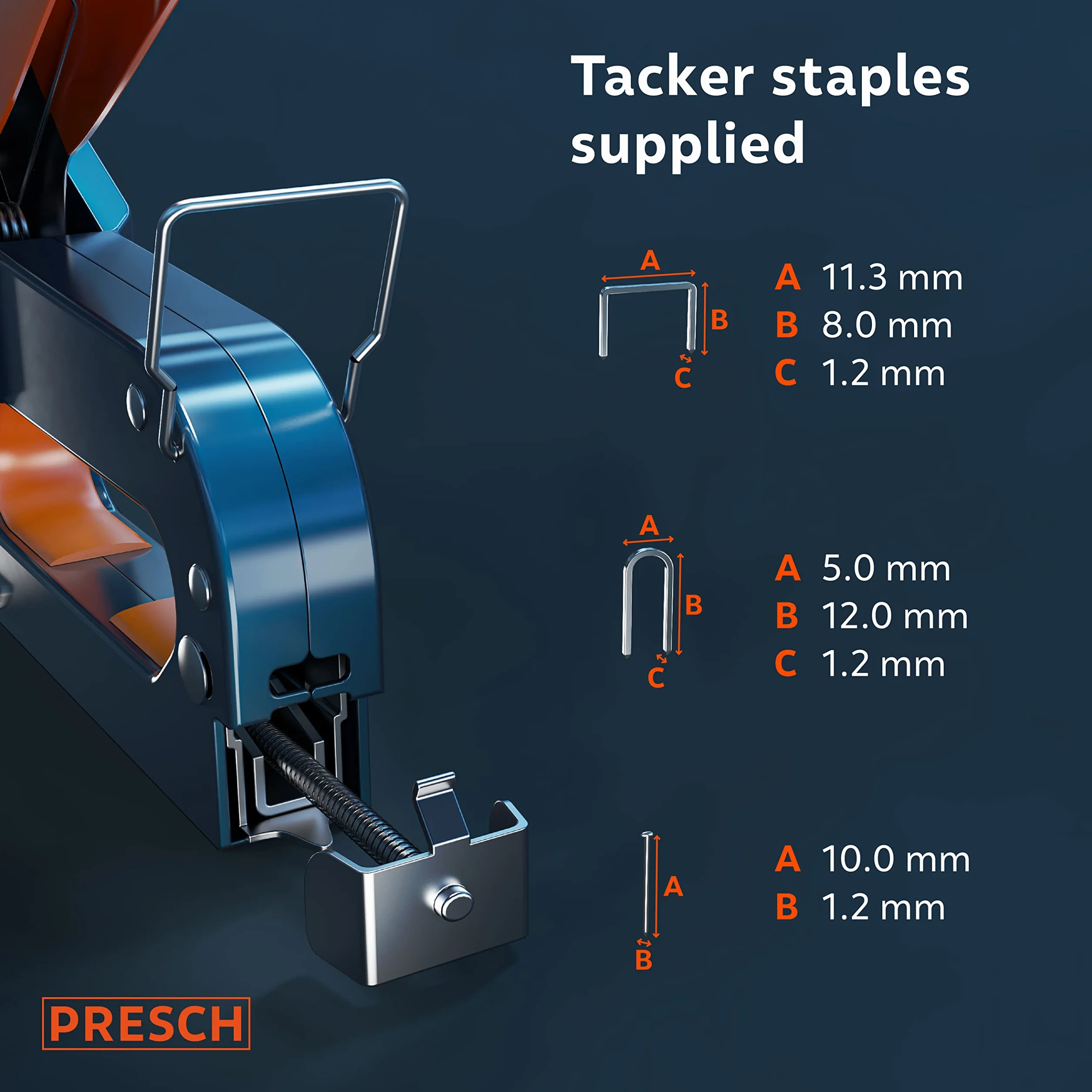 Presch Pistolet do zszywek ze zszywkami 600szt Zszywacz tapicerski do drewna, kabli, mebli