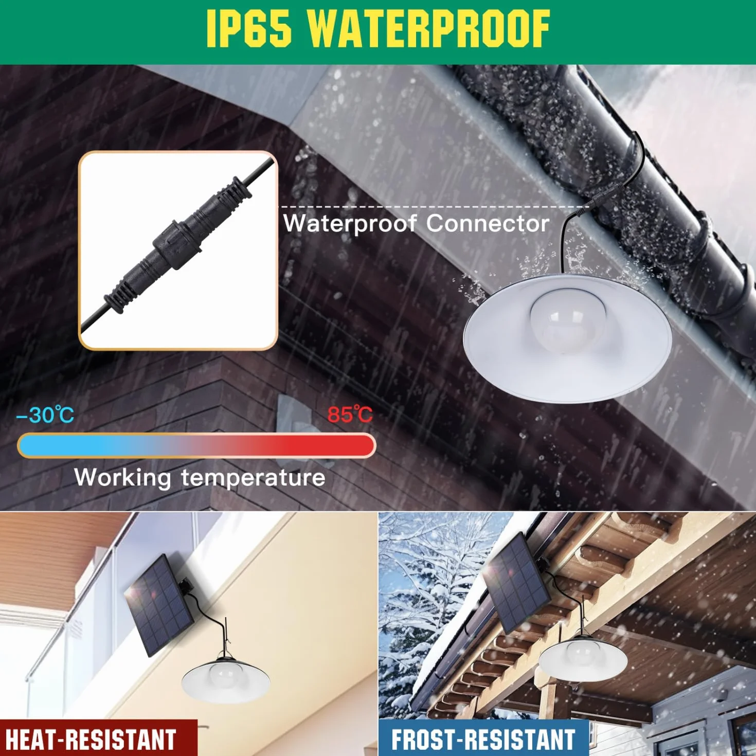 Aigostar Lampa Wisząca Solarna IP65 Wodoodporna z Pilotem Timerem Bateria 3M