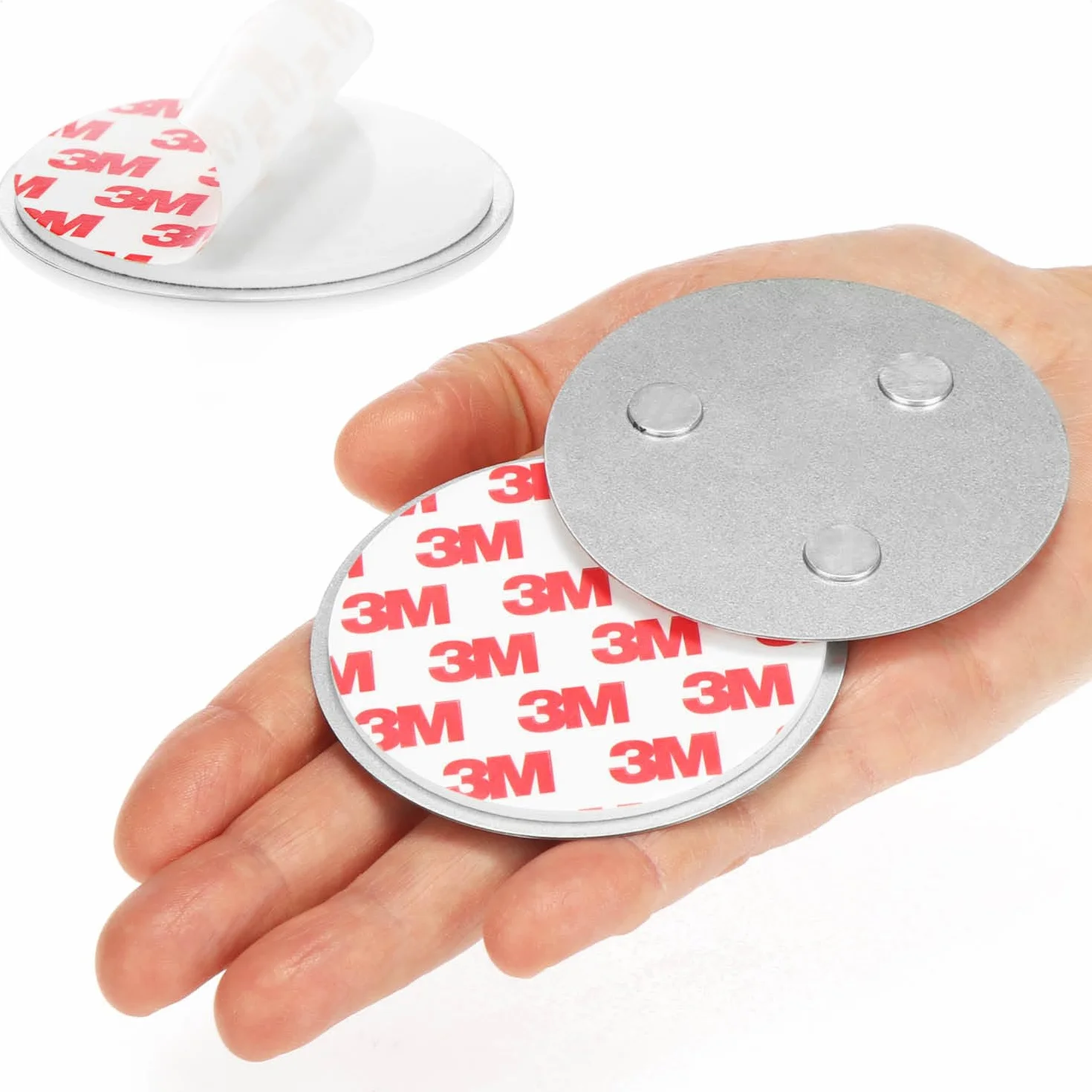 COM-FOUR® 5x uchwyt magnetyczny do czujek bezpieczenstwa - uchwyt do klejenia lub wiercenia - mocowanie z bardzo mocnymi podkladkami samoprzylepnymi do czujek dymu (05 sztuk - w kolorze srebrnym)
