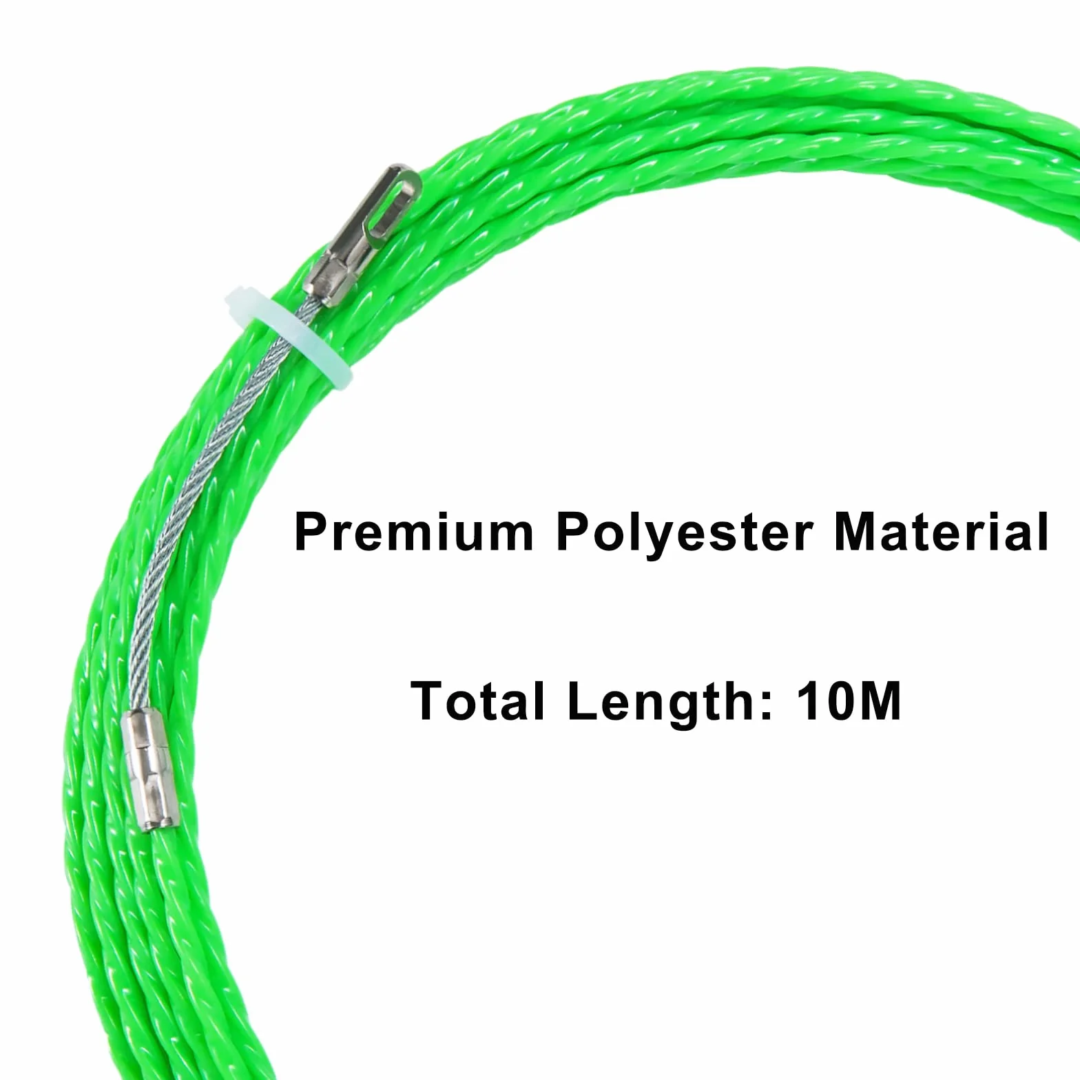 QIMEI-SHOP Pomoc do wyciągania kabli 10 m, spirala do wciągania, taśma ułatwiająca wyciąganie kabli, poliester ze sprężyną prowadzącą do pustych rur, układanie kabli, zielona