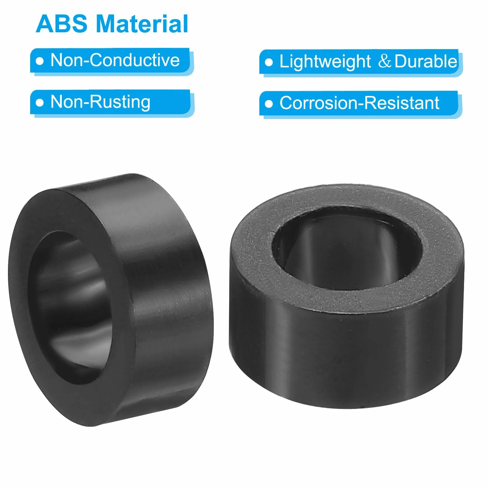 PATIKIL Okrągłe podkładki dystansowe M10 ABS 60 szt. 10,2x16x8 mm bez gwintowania