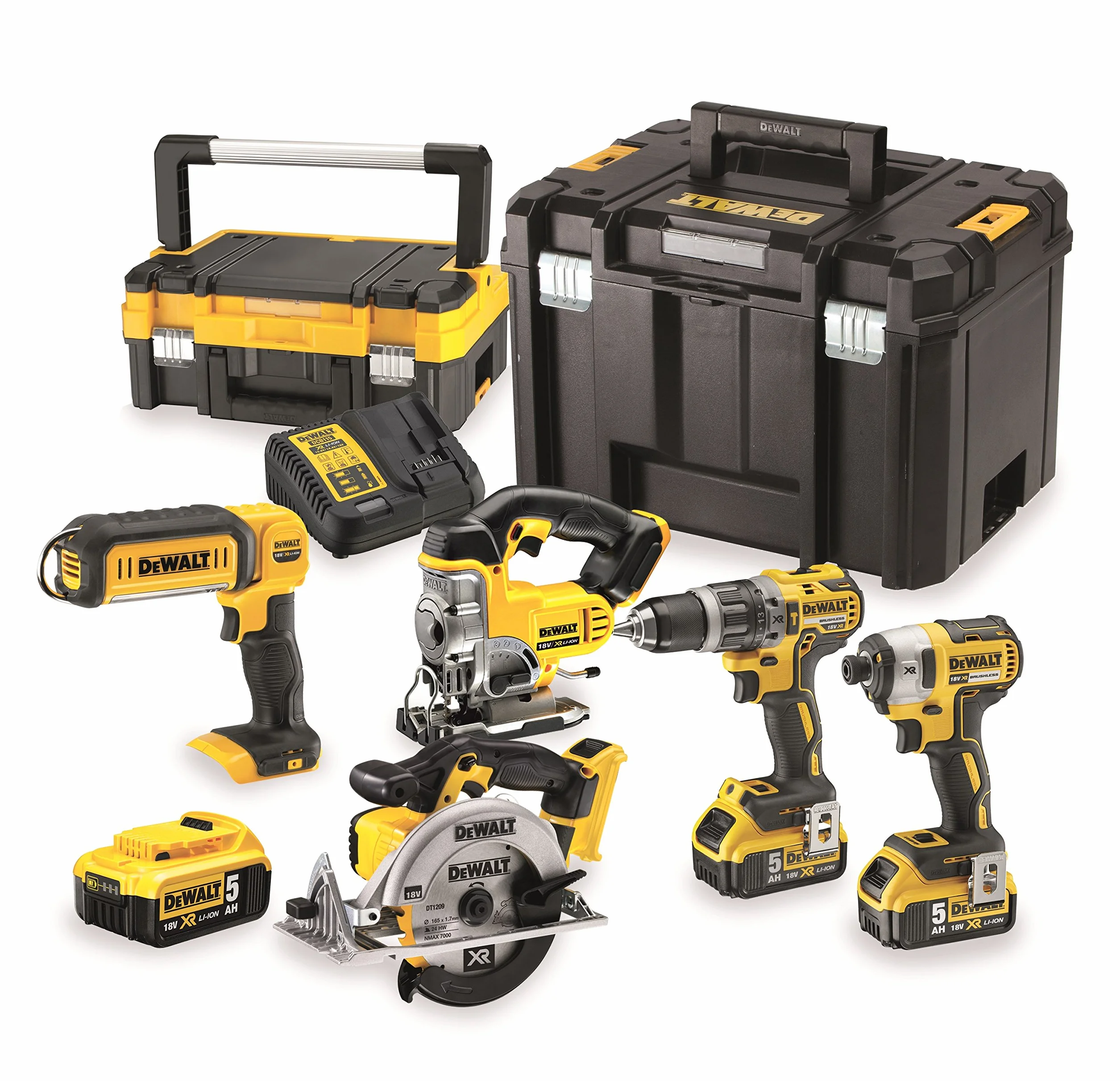 Dewalt DCK551P3T-QW Zestaw Pięciu Narzędzi Akumulatorowych, 18 V, Czarny/Żółty