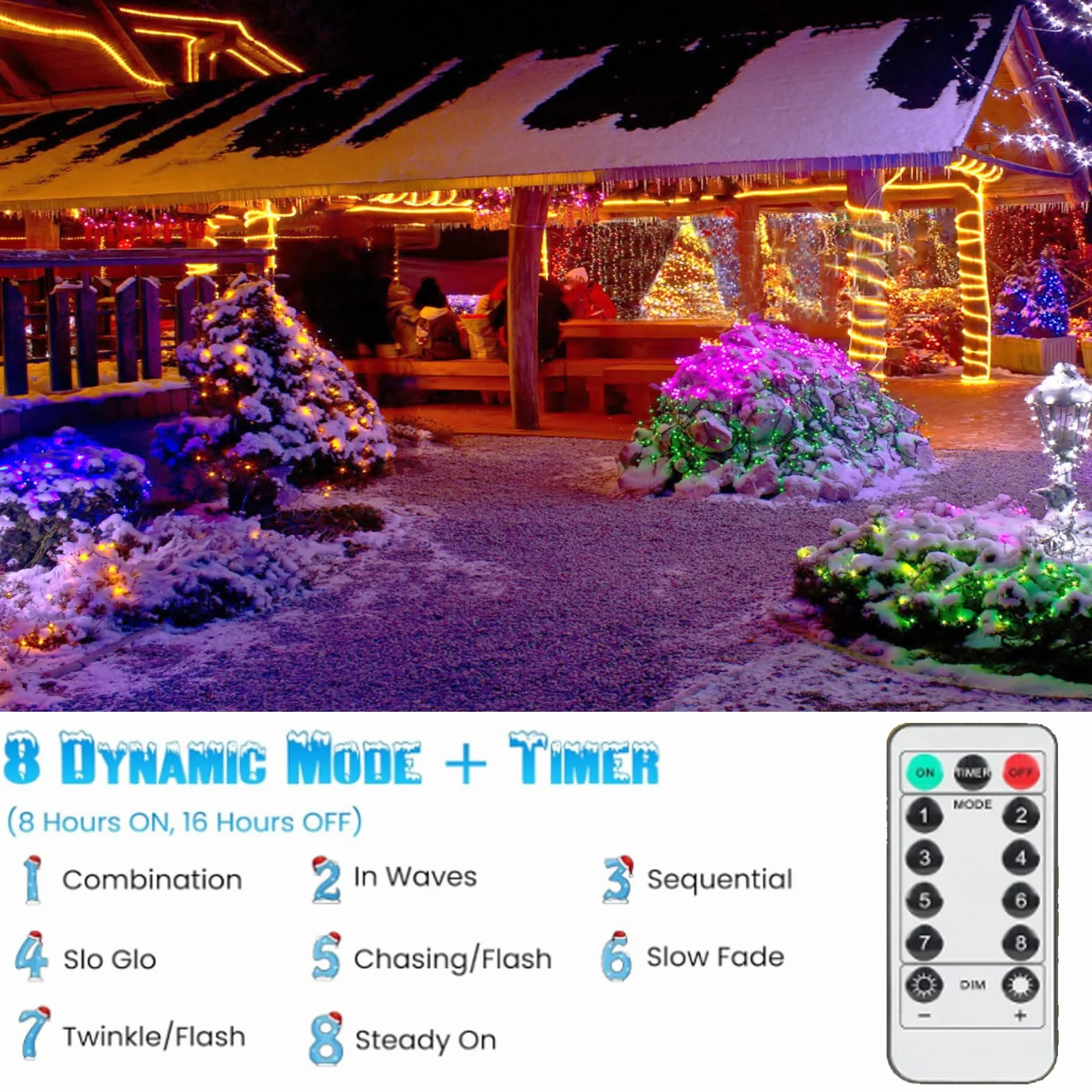 Wąż świetlny, 100 diod LED, USB, łańcuchy świetlne do użytku na zewnątrz, do wnętrz, 8 trybów IP65, wodoodporny, do sypialni, na imprezę, do ogrodu, na kemping, Boże Narodzenie (ciepła biel)