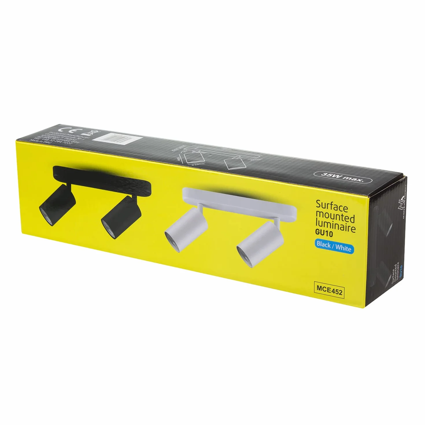Maclean MCE452 B Lampa Ścienno-sufitowa Punktowa Ruchoma Aluminiowa 2xGU10 55x100mm Kolor Czarny Mat