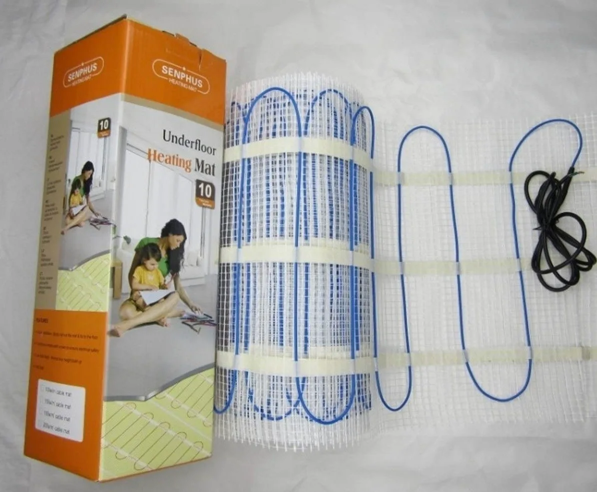 Mata grzewcza podłogowego Mata grzewcza 230 V 200 w na m2 do płytek, ceramiki, porcelany, kamiennych podłóg Kabel PVC itp. Mata podłogowa 200 W/m2-7,0m2