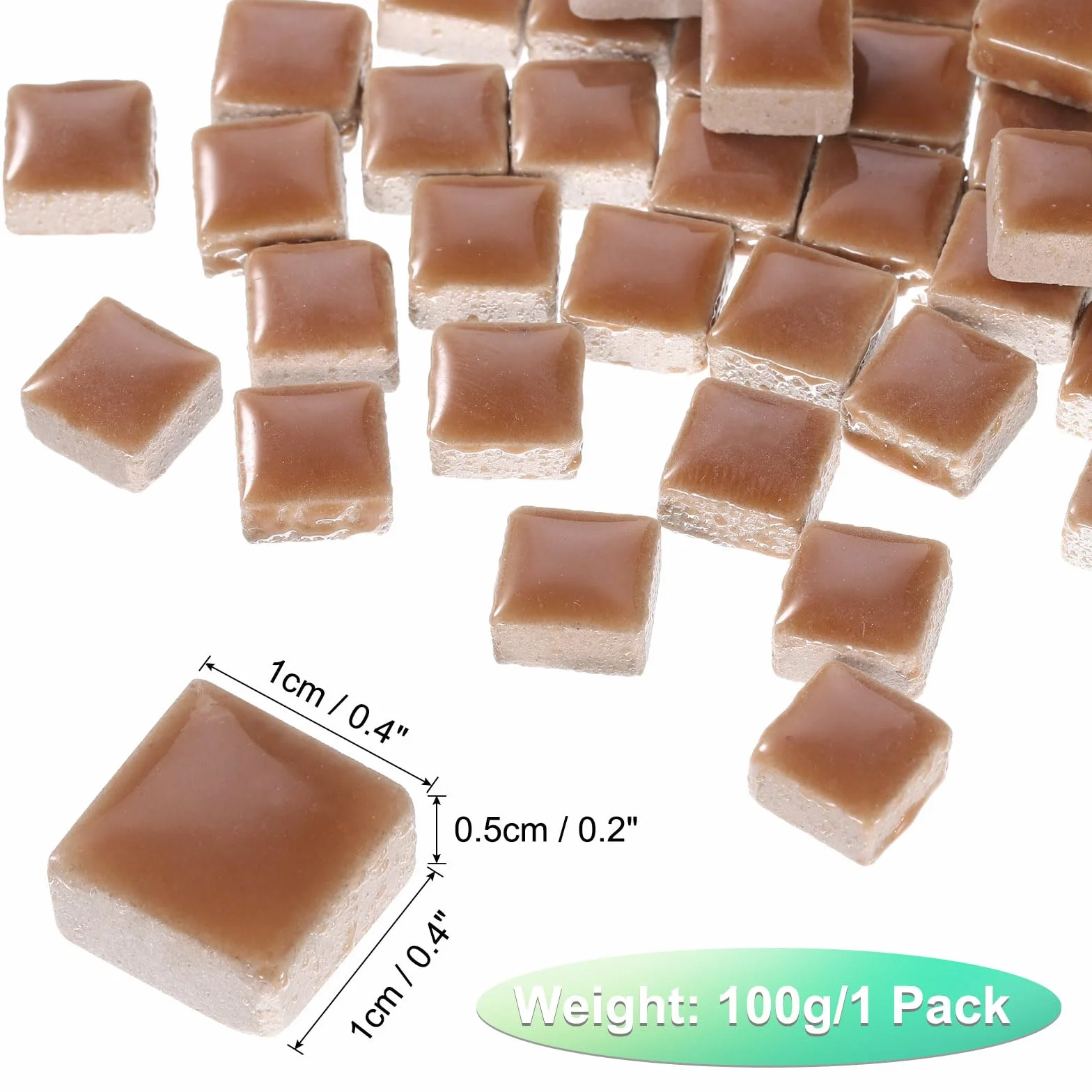 QUARKZMAN Kwadratowe płytki mozaikowe 100 g brązowe 1 x 1 cm