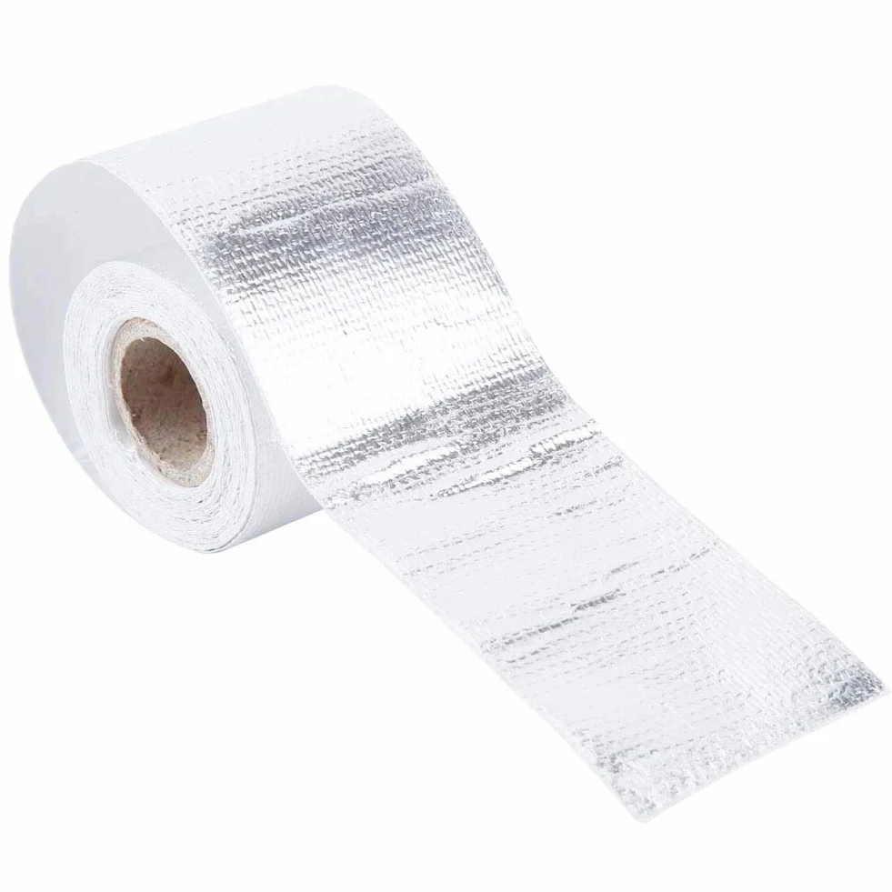 5m X 5cm Taśma do Owijania osłoną termiczną Klej do Wydechu Samochodu Odblaskowa Folia Aluminiowa, Samochodowa Taśma Osłona Termiczna (Srebrny 5M * 5Cm)