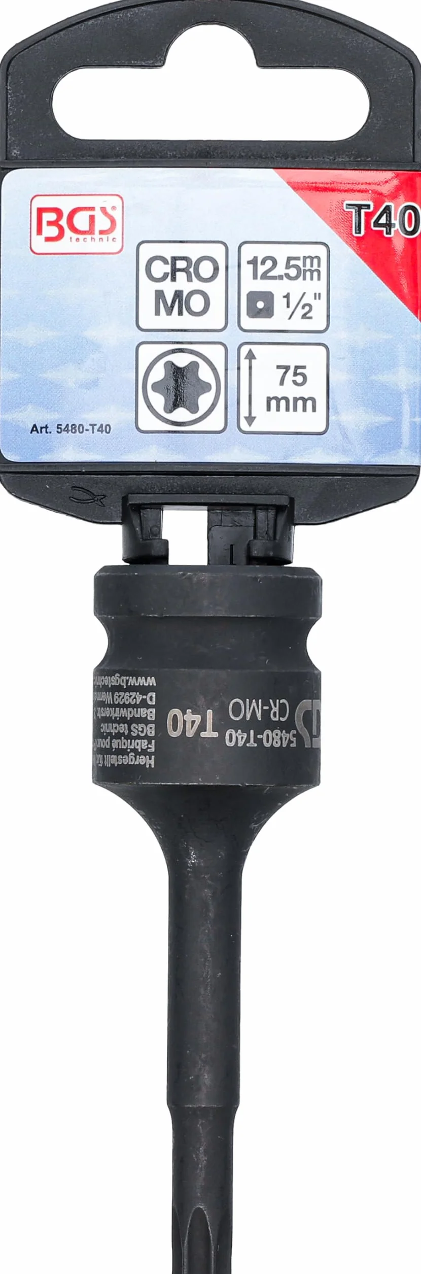 BGS 5480-T40 | Nasadka udarowa do bitów | długość 75 mm | 12,5 mm (1/2") | profil T (do Torx) T40