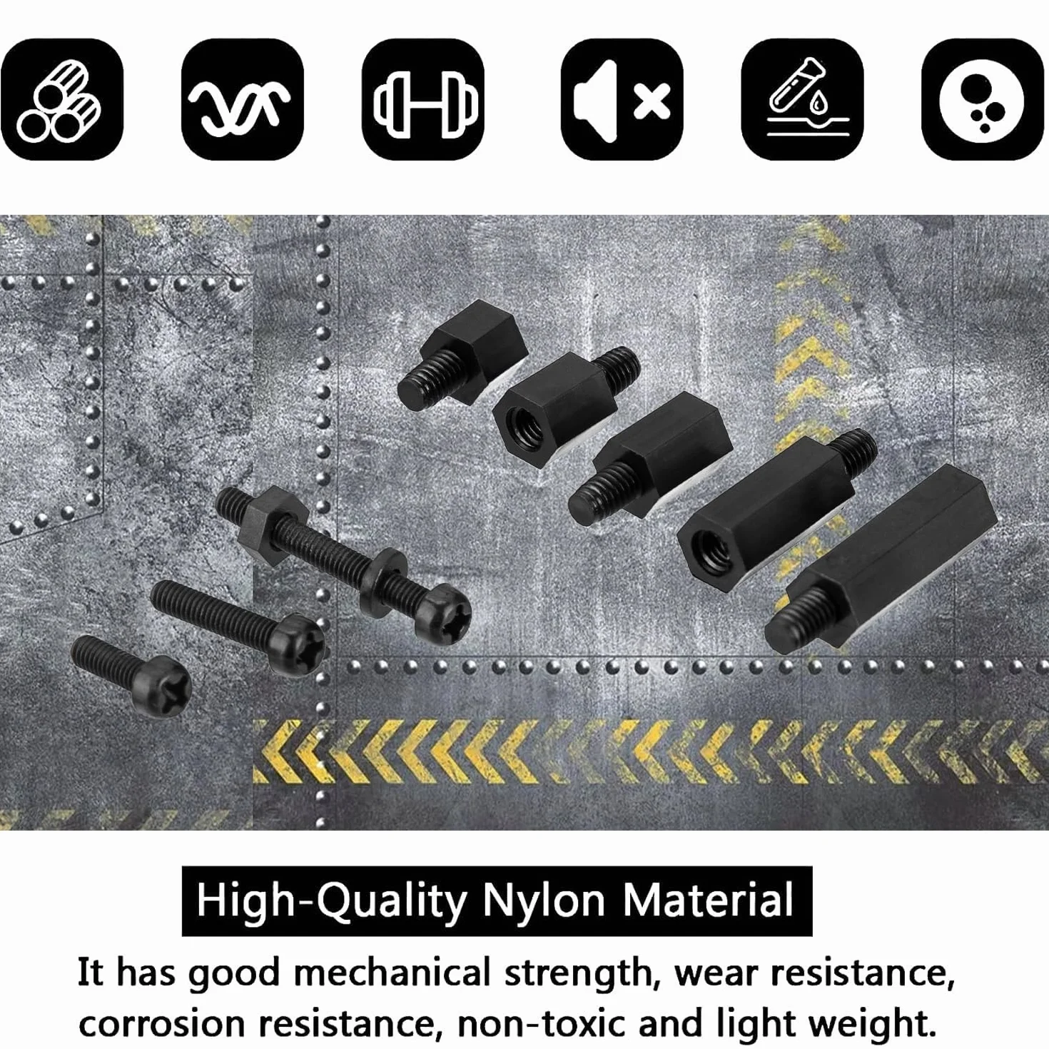 Zestaw 335 sztuk nylonowych nakrętek M2,5, czarne, nylonowe, dystansowe, dla mężczyzn i kobiet, płytki PCB, elementy dystansowe, tworzywo sztuczne, śruby krzyżowe