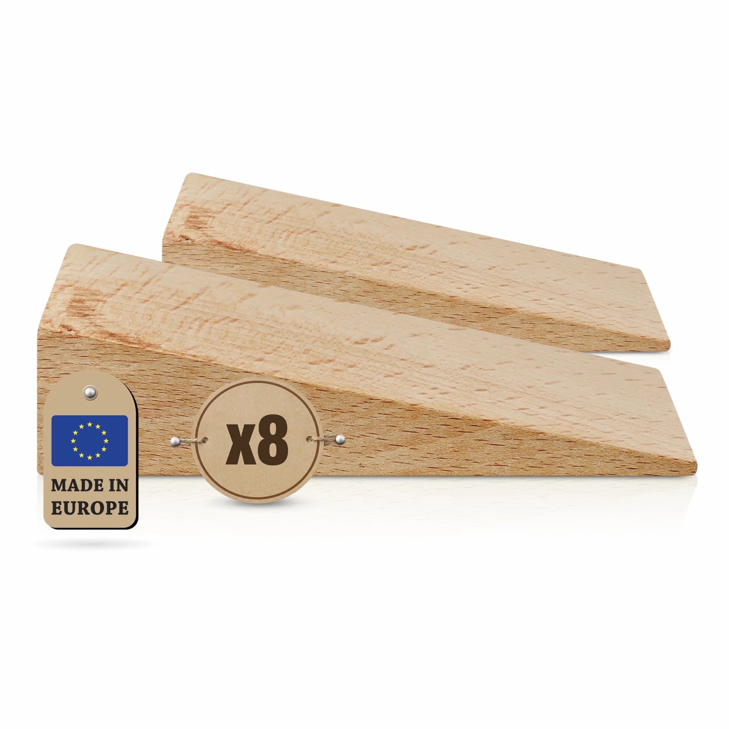 Tolux Kliny Drewniane Montażowe do Poziomowania, Klin z Drewna Bukowego, Poręczne Narzędzie w Stolarstwie, Budownictwie i Projektach DIY, Rozmiar 150x50x40 mm, 8 Szt.
