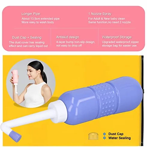 Przenośny bidet toaletowy, praktyczny prysznic tylny do toalety, pojemność 650 ml, wygodny bidet ręczny dla lepszej higieny, łatwy w obsłudze i ustawieniu (niebieski)