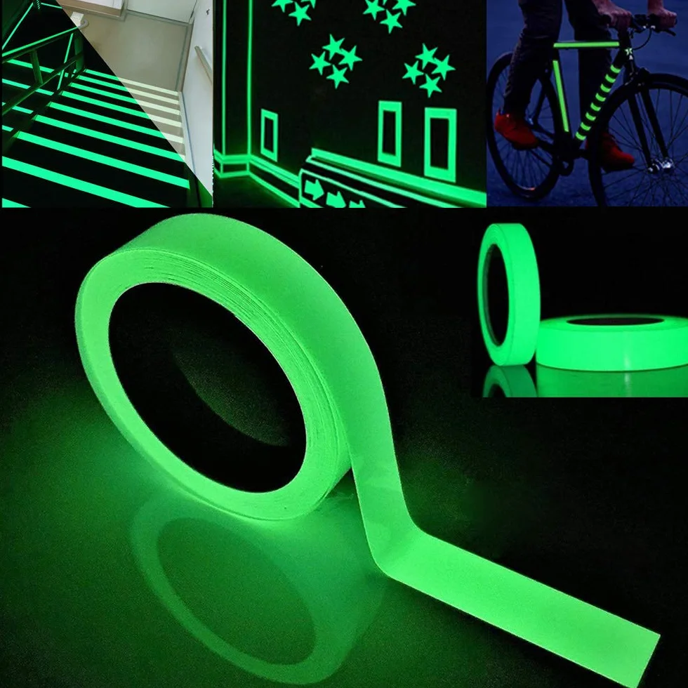 Premium 5 m x 3 cm zielona fluorescencyjna taśma klejąca, świecąca taśma klejąca, fosforowa taśma do oznaczania, samoprzylepna taśma ostrzegawcza, Glow in The Dark