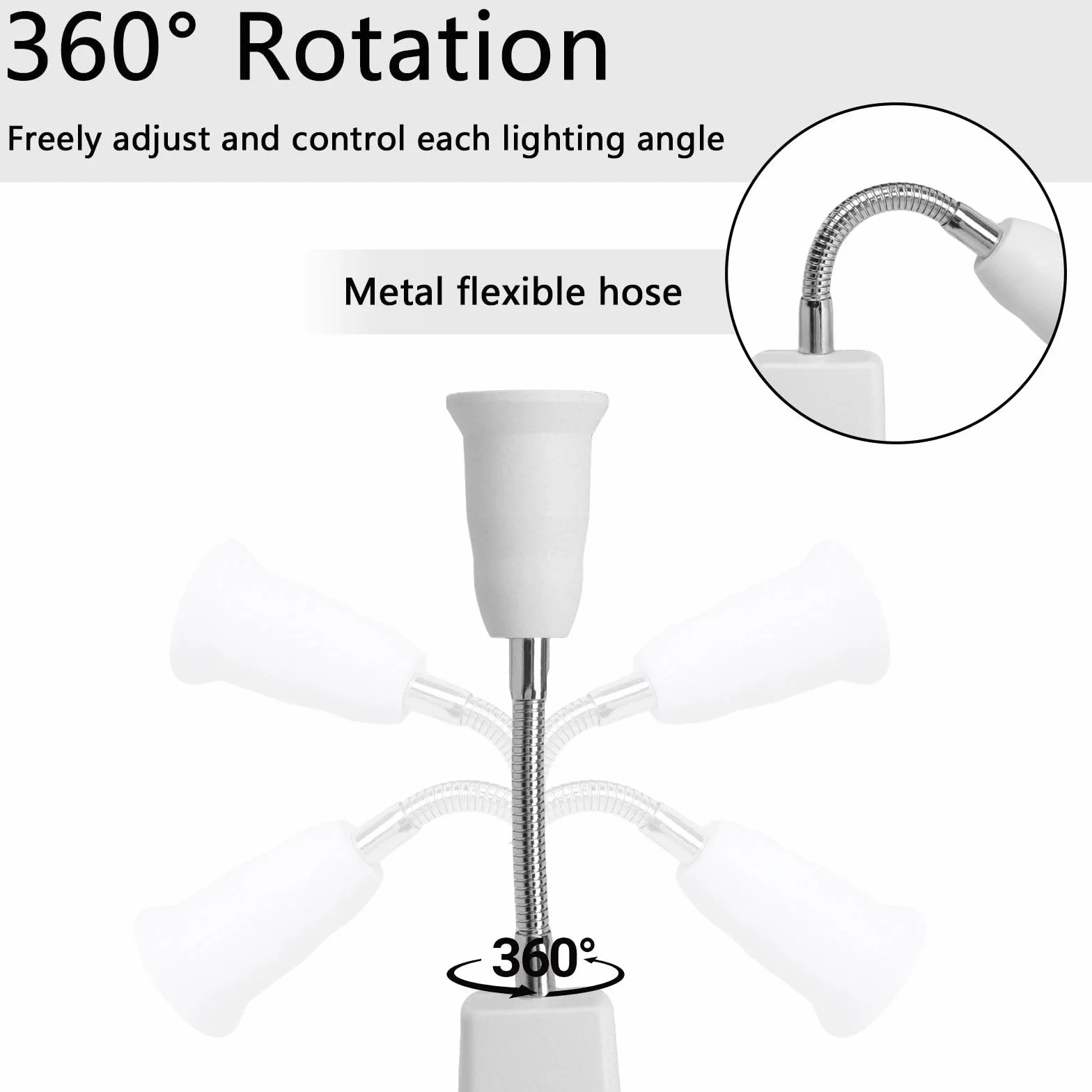 HENGBIRD 2 x adapter E27 – elastyczna lampa typu łabędzia szyja do gniazdka z wtyczką UE, oprawa 20 cm z wtyczką, odporna na wysokie temperatury PBT do czytania LED