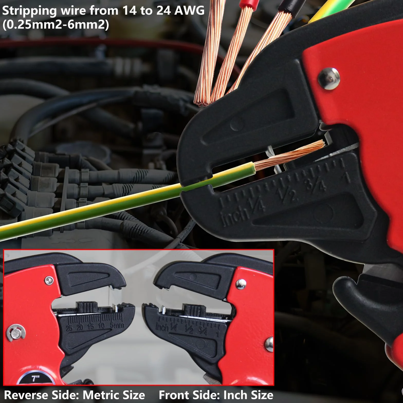 WISEUP Automatyczne narzędzie do szybkiego ściągania izolacji i obcinacze do drutu i kabli elektrycznych, szczypce orła (18 cm)