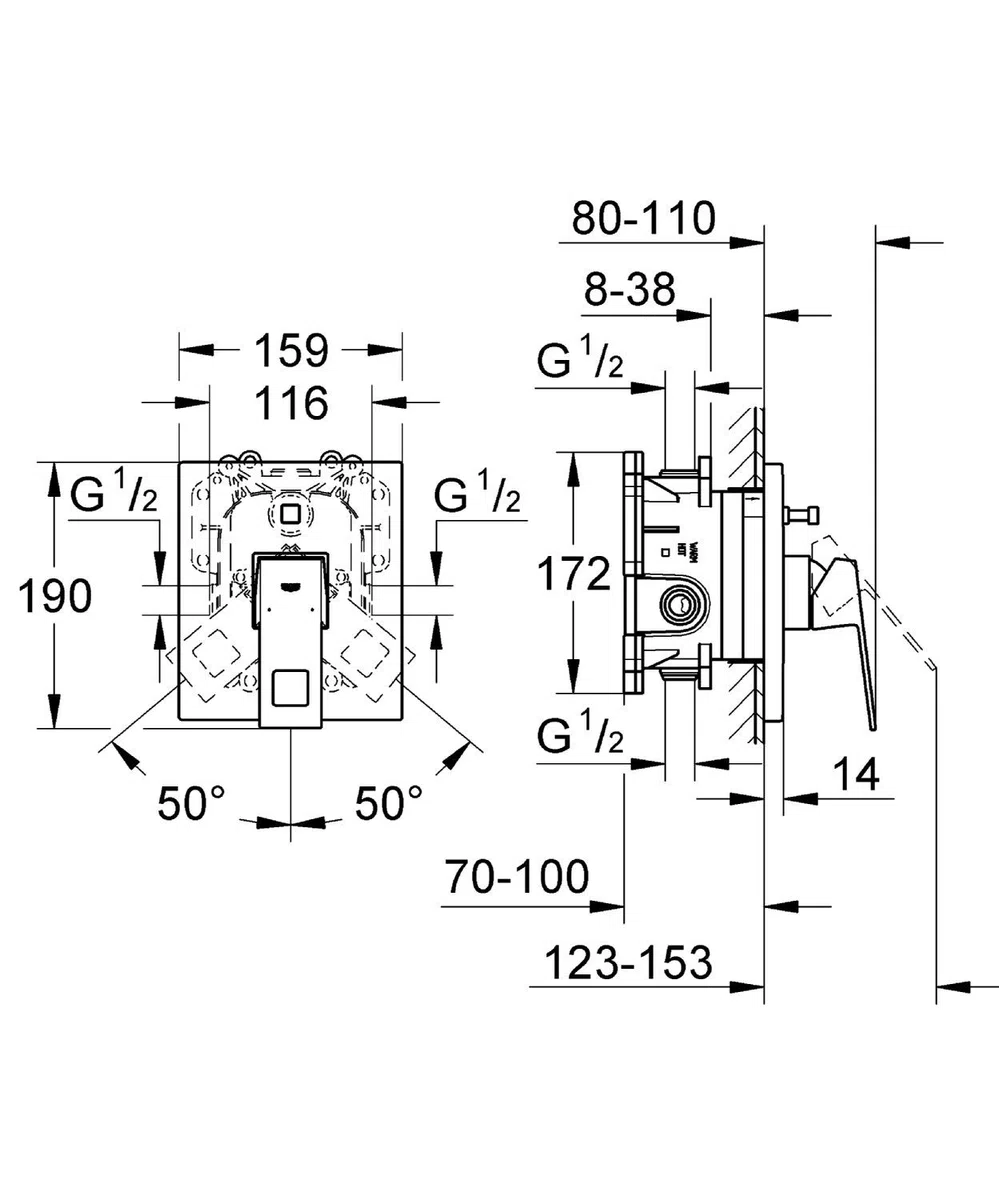 GROHE Eurocube Jednouchwytowa bateria wannowa