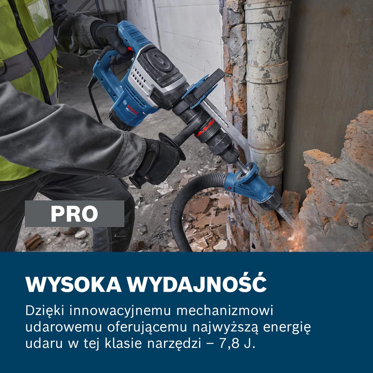 Bosch PRO Sieciowy młot udarowy GSH5MX (szpicak SDS MAX 280 mm, rękojeść dodatkowa, walizka)