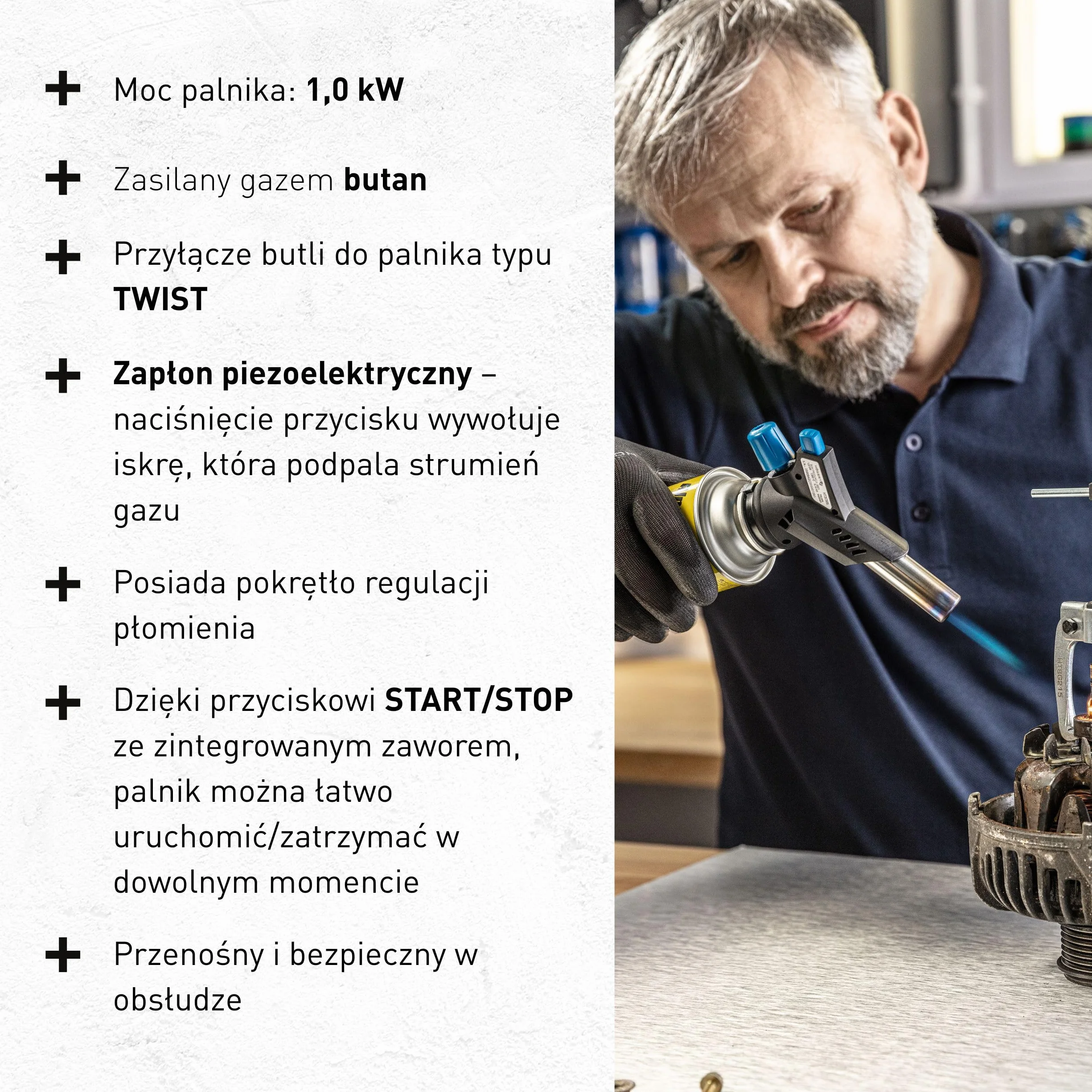 Högert Technik Palnik spawalniczy, przenośny palnik gazowy, model kuchenny i domowy, maksymalna temperatura do ćwiczeń 1300°C