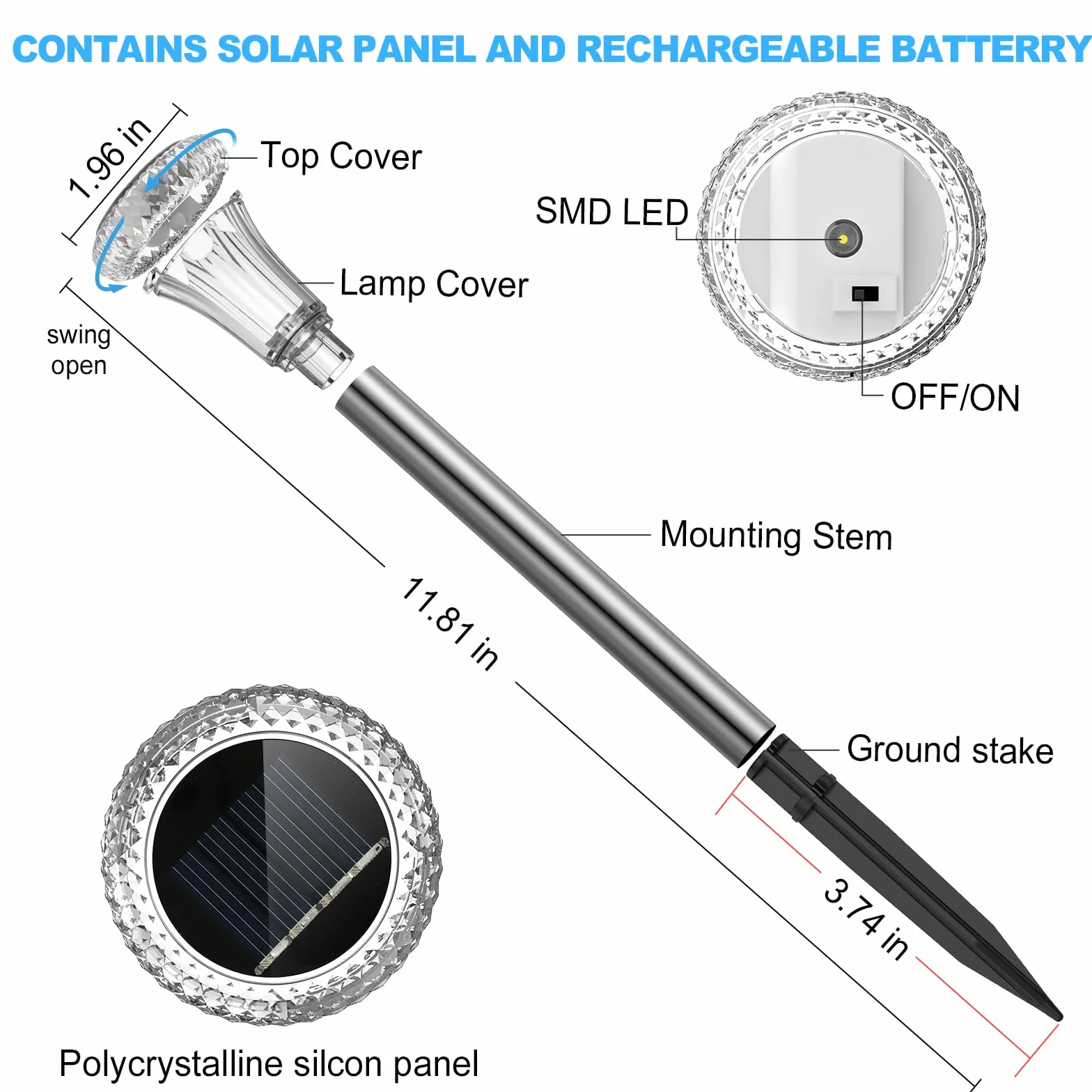 Bigzom solarnych lamp ogrodowych, 6 sztuk ciepłe białe światło - Idealne na taras, trawnik, ogród, patio, ścieżki