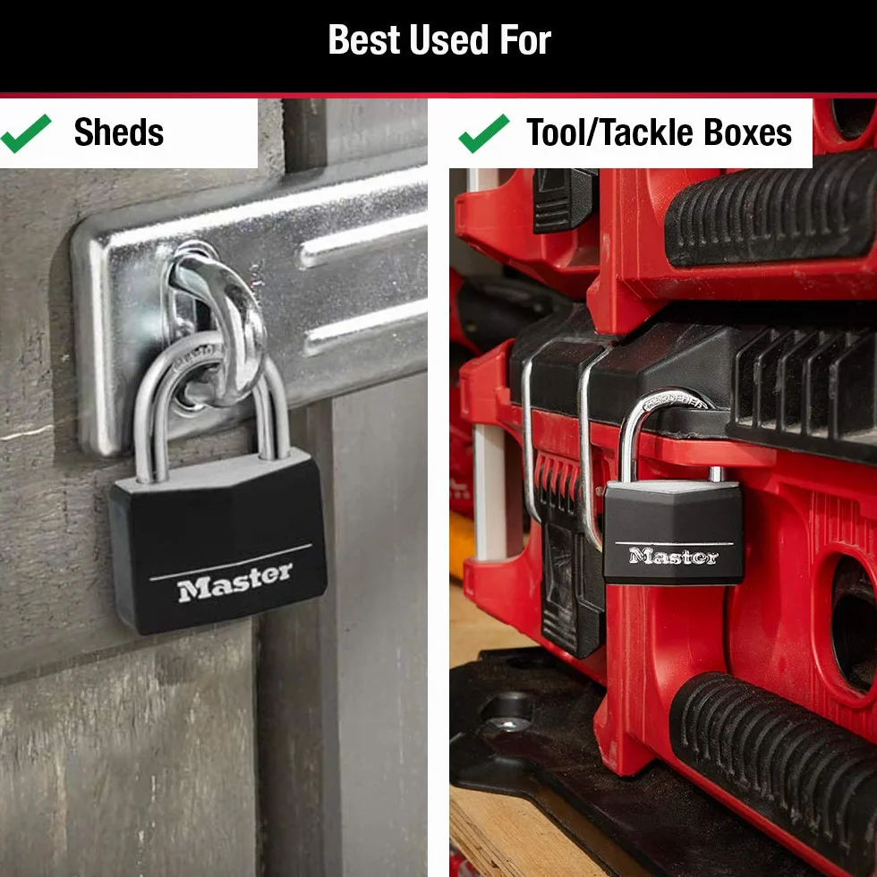Master Lock Zamek aluminiowy z kluczem, blokada kluczowa, zamek kluczowy do sejfu na siłownię, 1 opakowanie, 141D