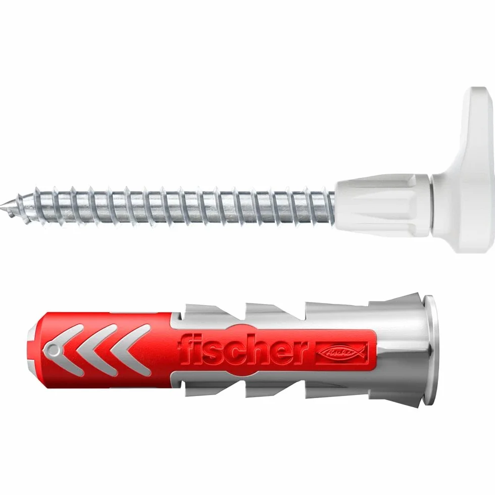 fischer 564168 Angle, zestaw składający się z 25 śrub z hakami kątowymi i kołkami DuoPower 6 x 30, śruby do płyt wiórowych z haczykami, elastyczne haki śrubowe do montażu w wielu materiałach