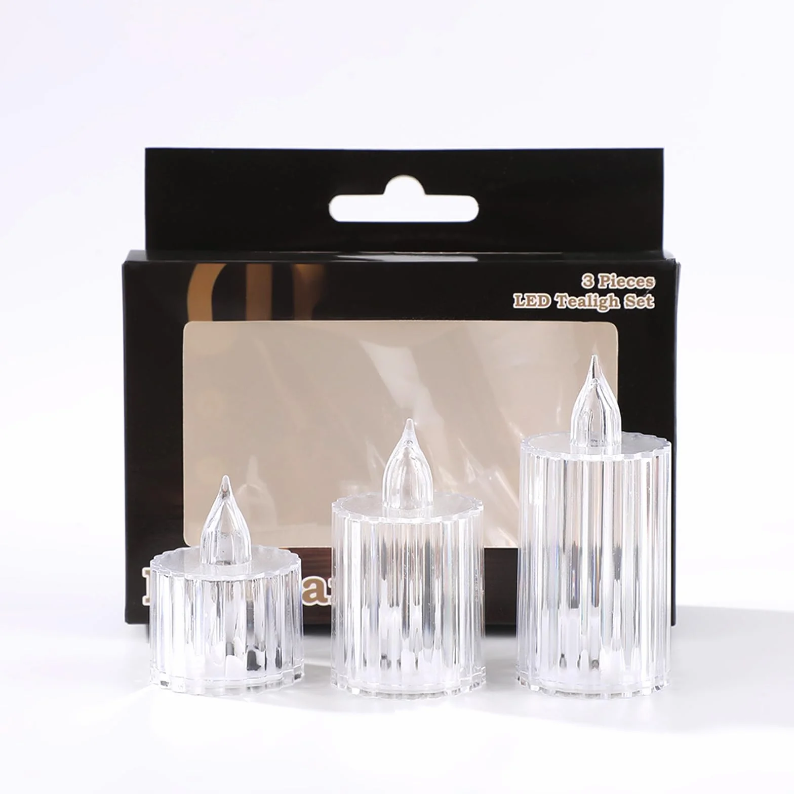 Ronoza 3 sztuki świeczek LED typu tealight, bez płomienia, ciepła biel, świece wotywne LED, dekoracja walentynkowa, ślubna, dekoracja imprez (S-M-L)