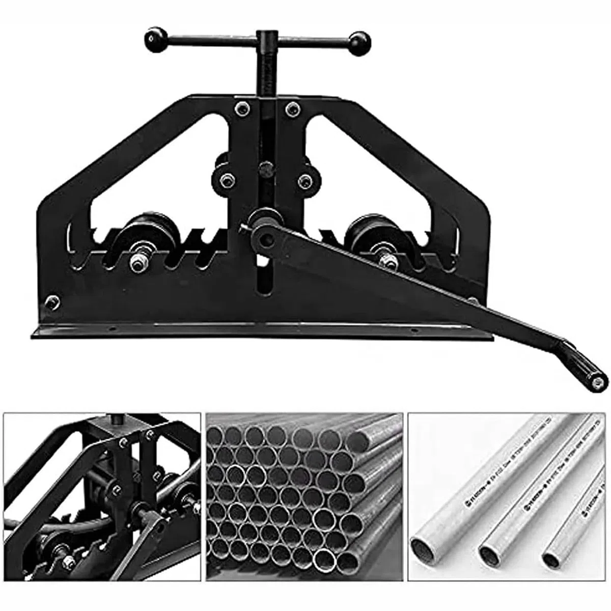 Ręczna giętarka do rur metalowych, przenośna rolka do rur 2.5-0.6 cm do 5.1 cm, uniwersalny nacinacz do stali, mosiądzu, miedzi, aluminium - wytrzymałe narzędzie do produkcji